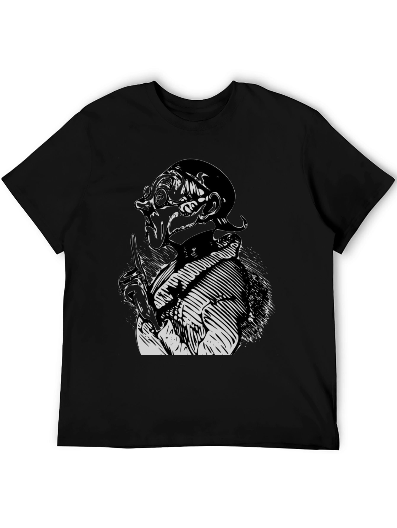 Mens Black T-Shirt with Graphic Print