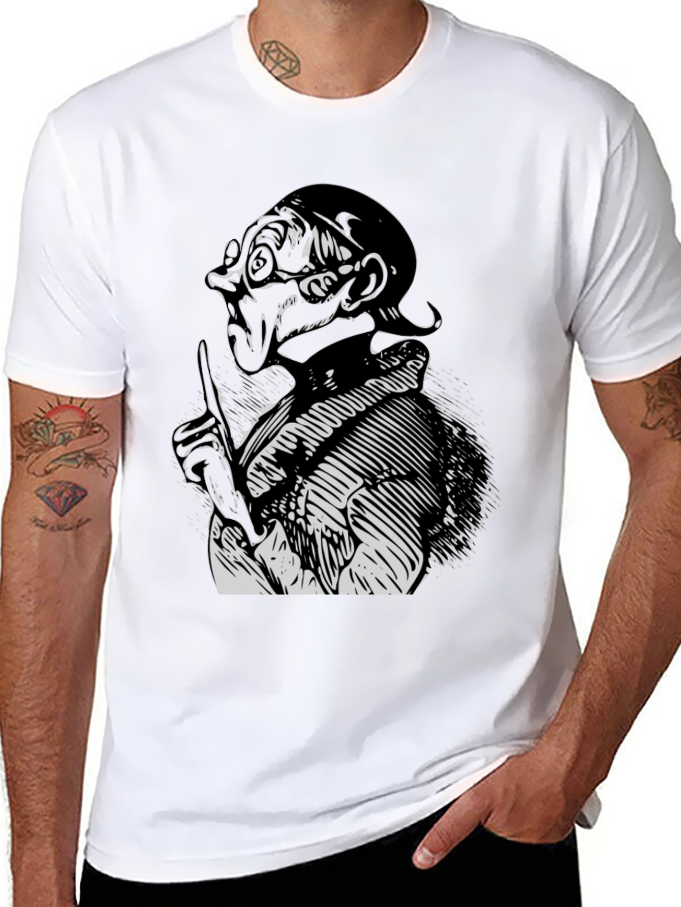 Mens Black T-Shirt with Graphic Print