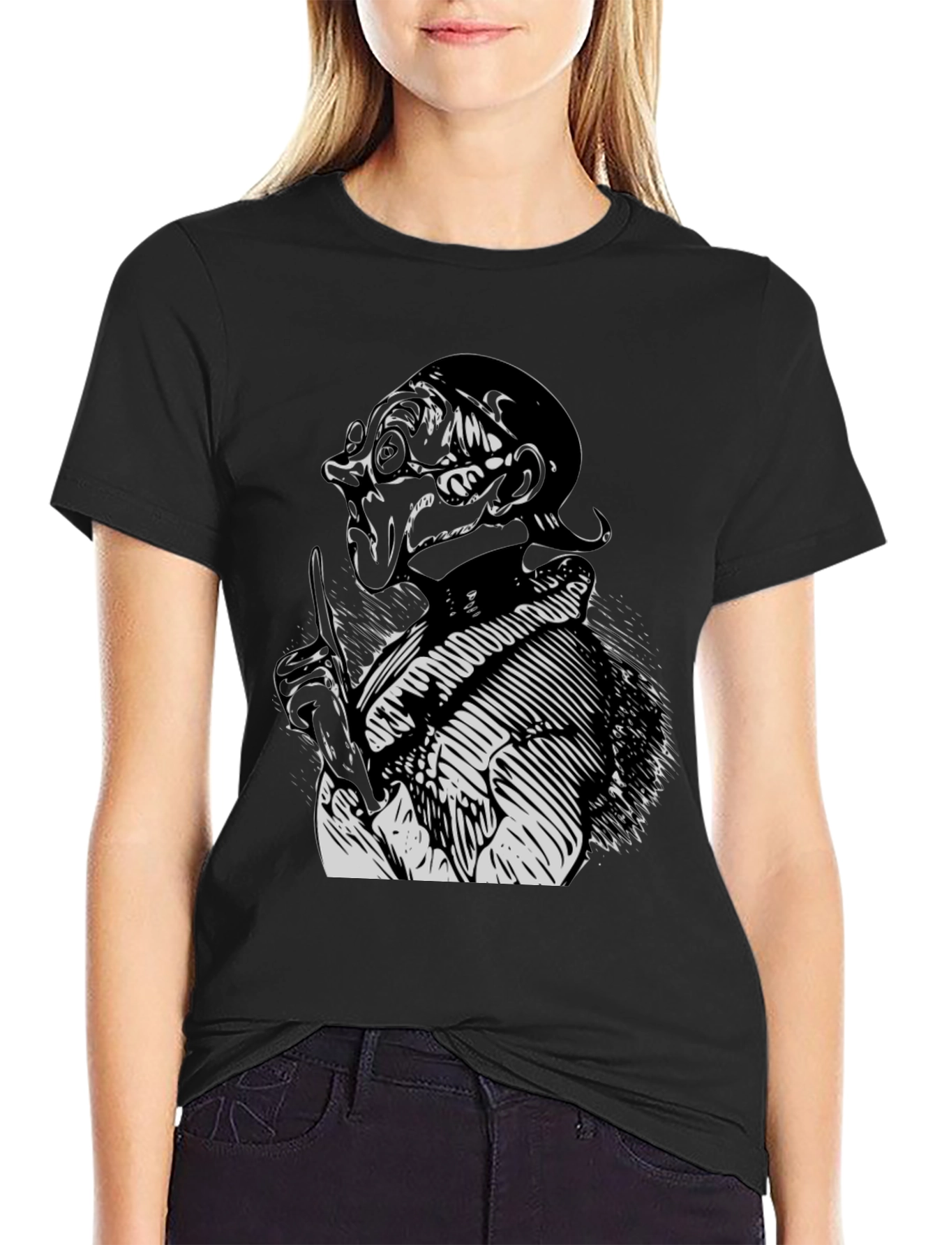 Mens Black T-Shirt with Graphic Print