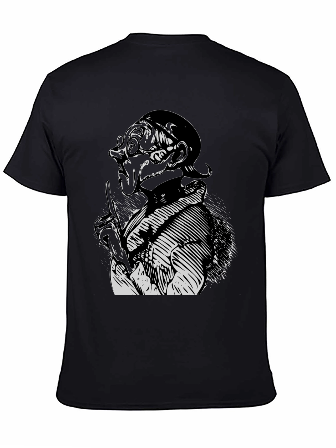 Mens Black T-Shirt with Graphic Print