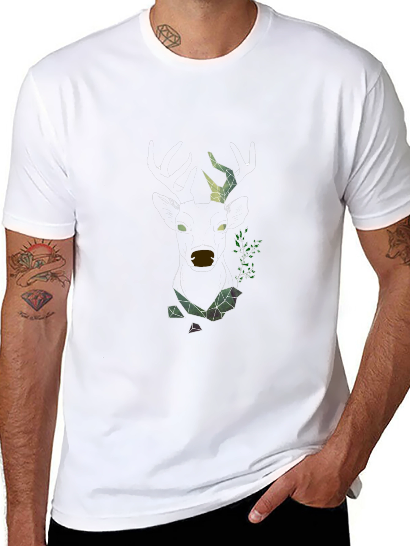 Geometric Deer Graphic Tee - Modern Style