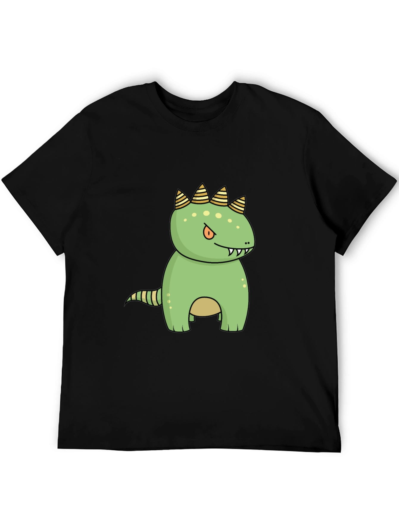 Cartoon Dinosaur Graphic Tee - Black