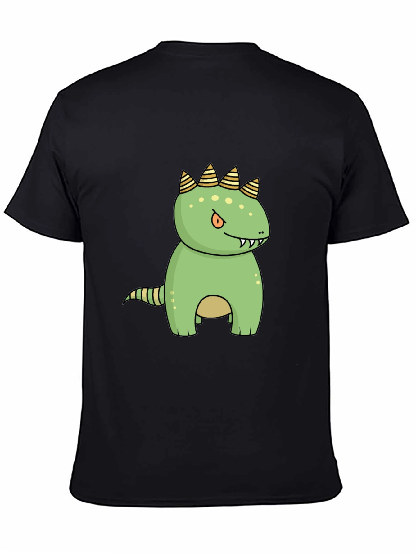 Cartoon Dinosaur Graphic Tee - Black