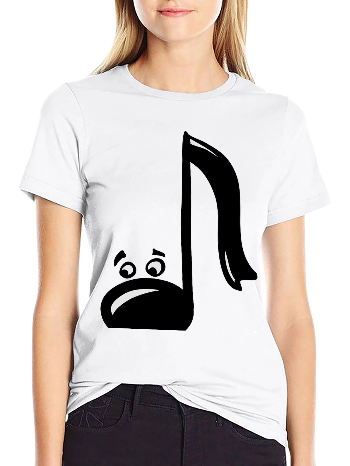 Sad Music Note Graphic T-Shirt - Black Cotton Tee