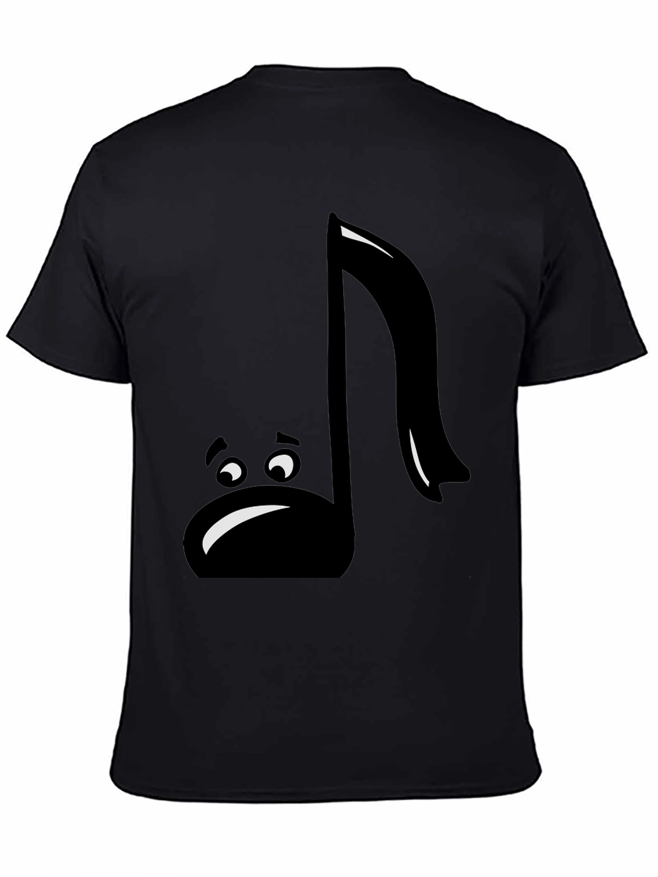 Sad Music Note Graphic T-Shirt - Black Cotton Tee