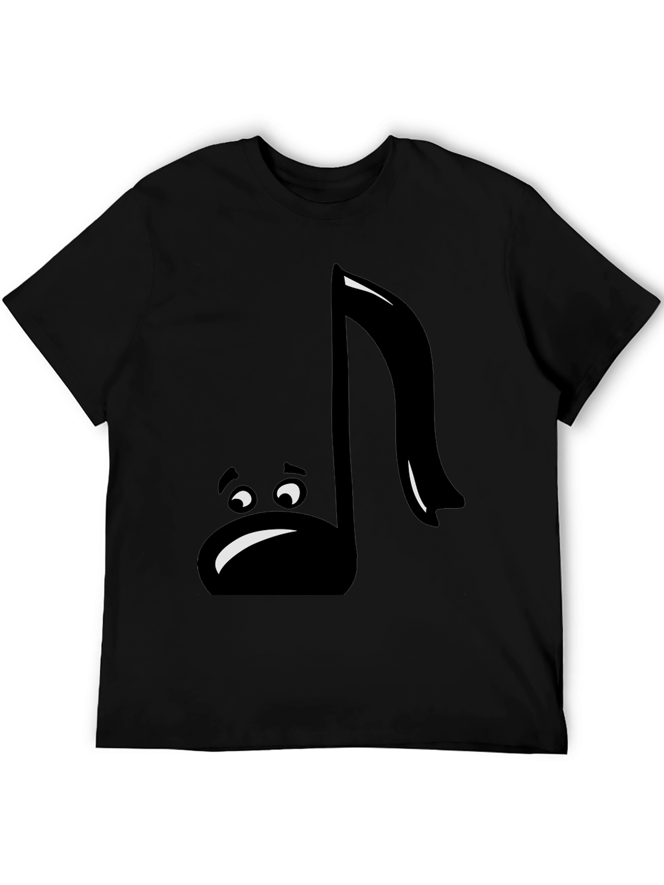 Sad Music Note Graphic T-Shirt - Black Cotton Tee