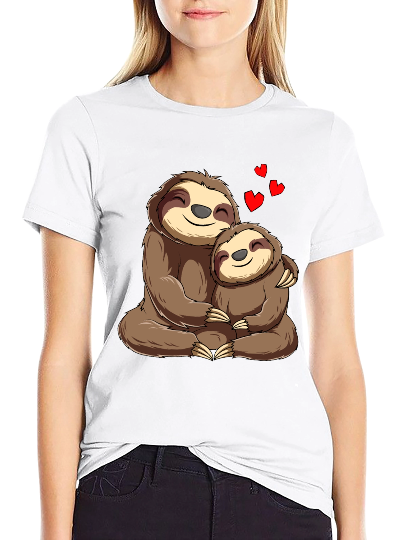 Sloth Mama & Baby Hug T-Shirt: Heartfelt Comfort