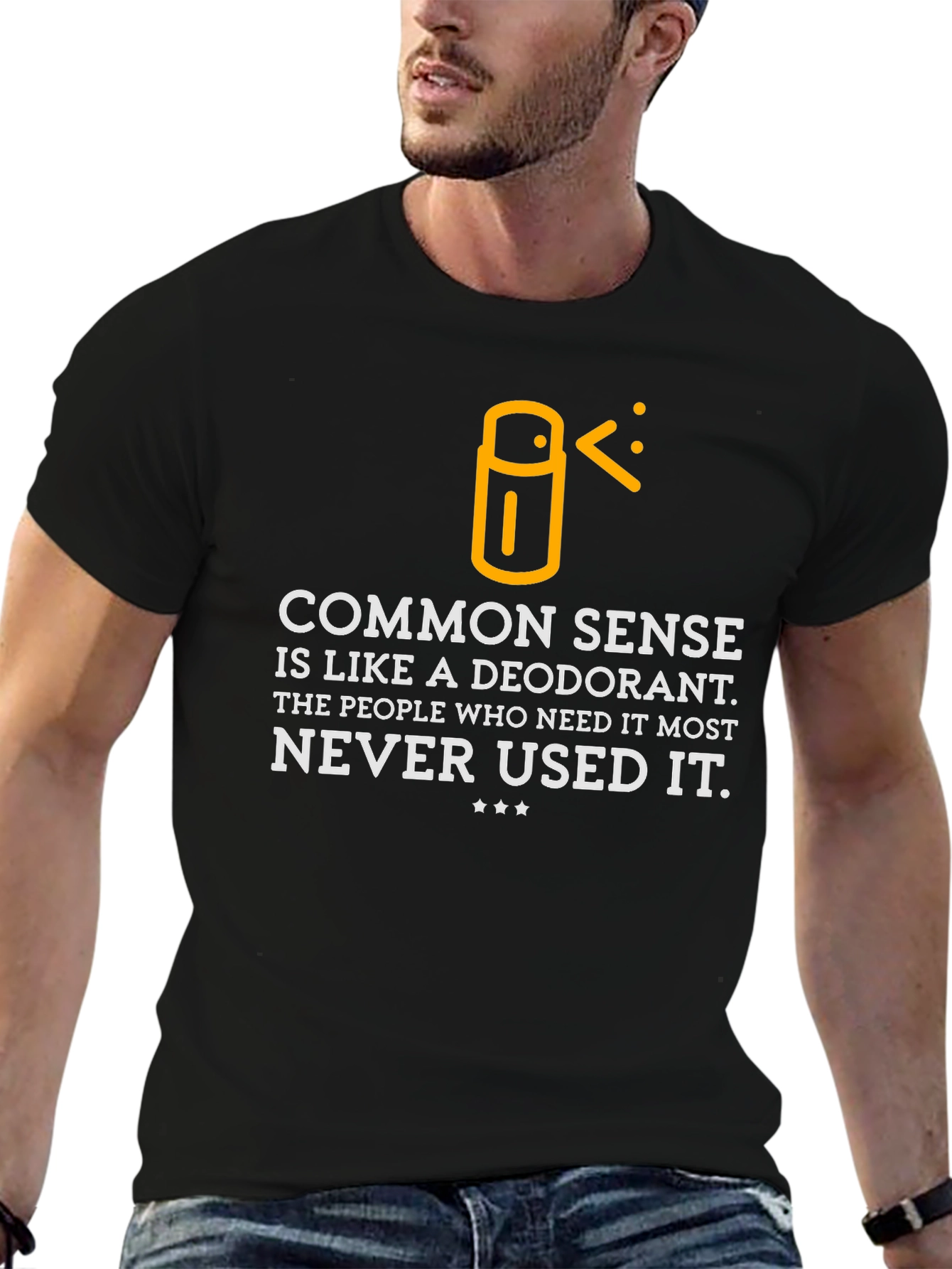 Funny Common Sense Deodorant Graphic T-Shirt