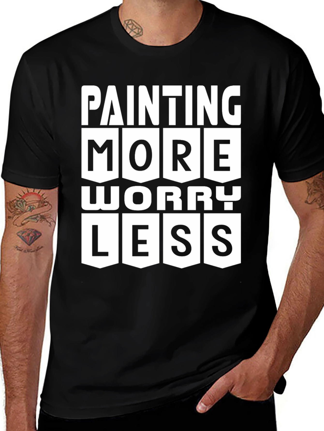Painting More Worry Less Graphic T-Shirt
