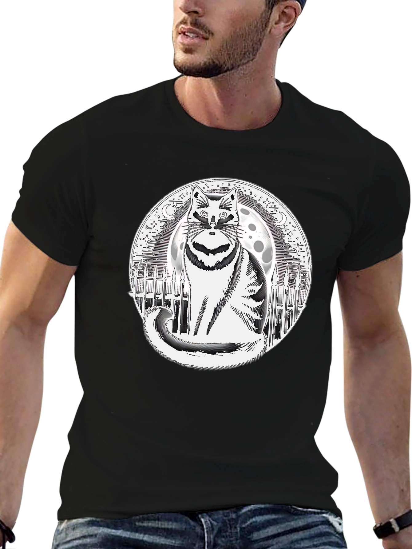 Raccoon Moon Mens Graphic T-Shirt