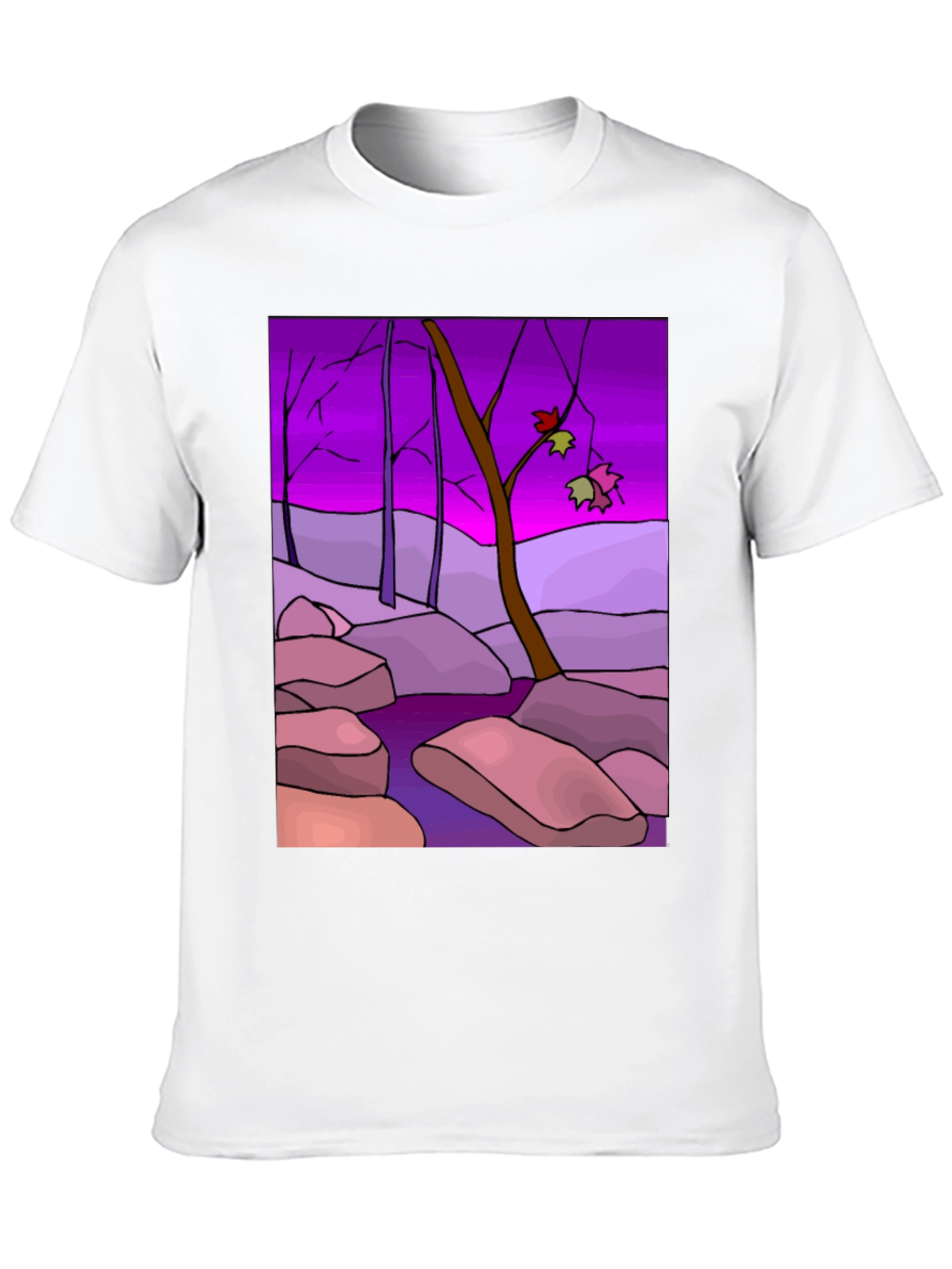 Artistic Landscape Print Black T-Shirt