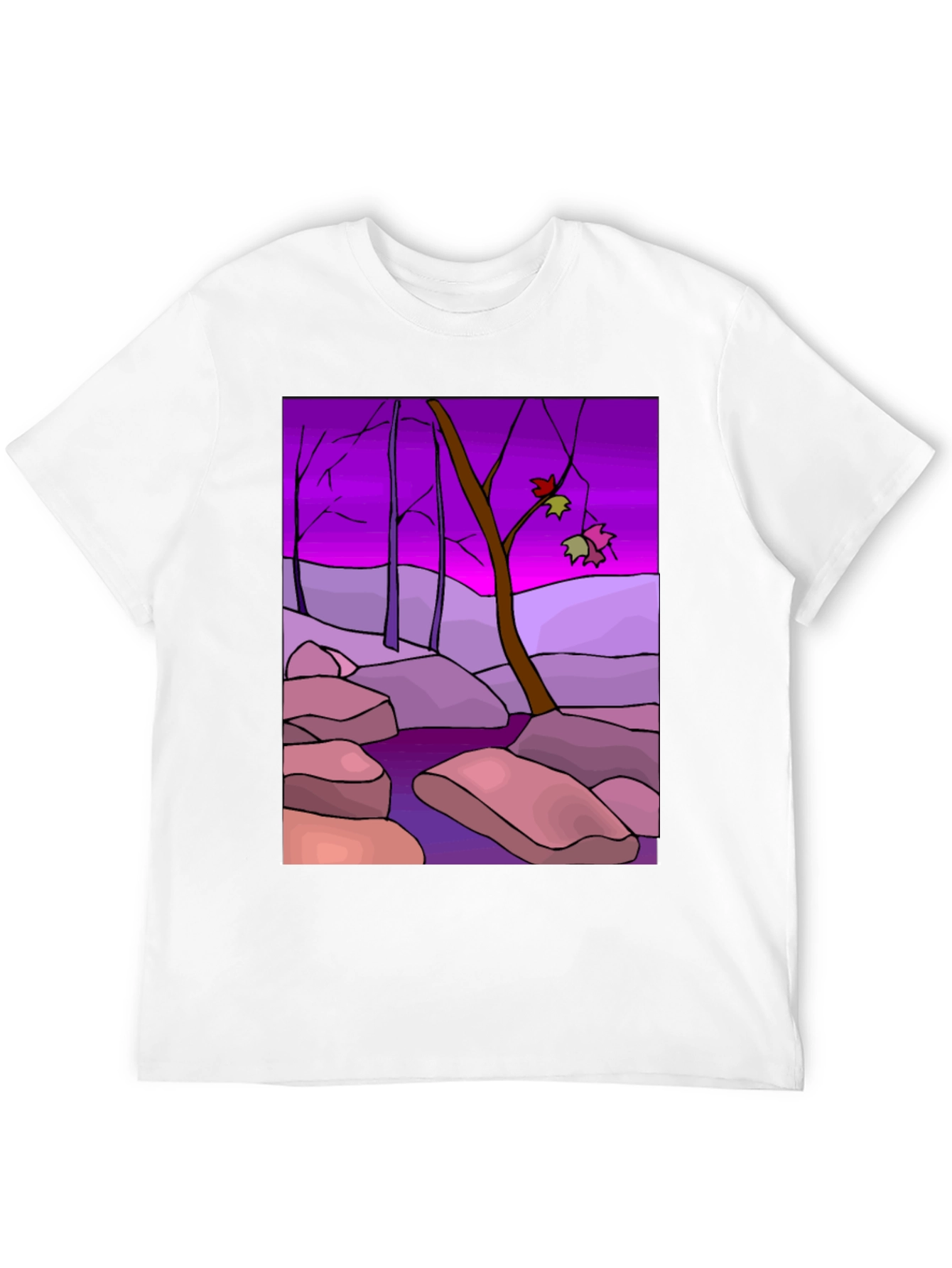 Artistic Landscape Print Black T-Shirt