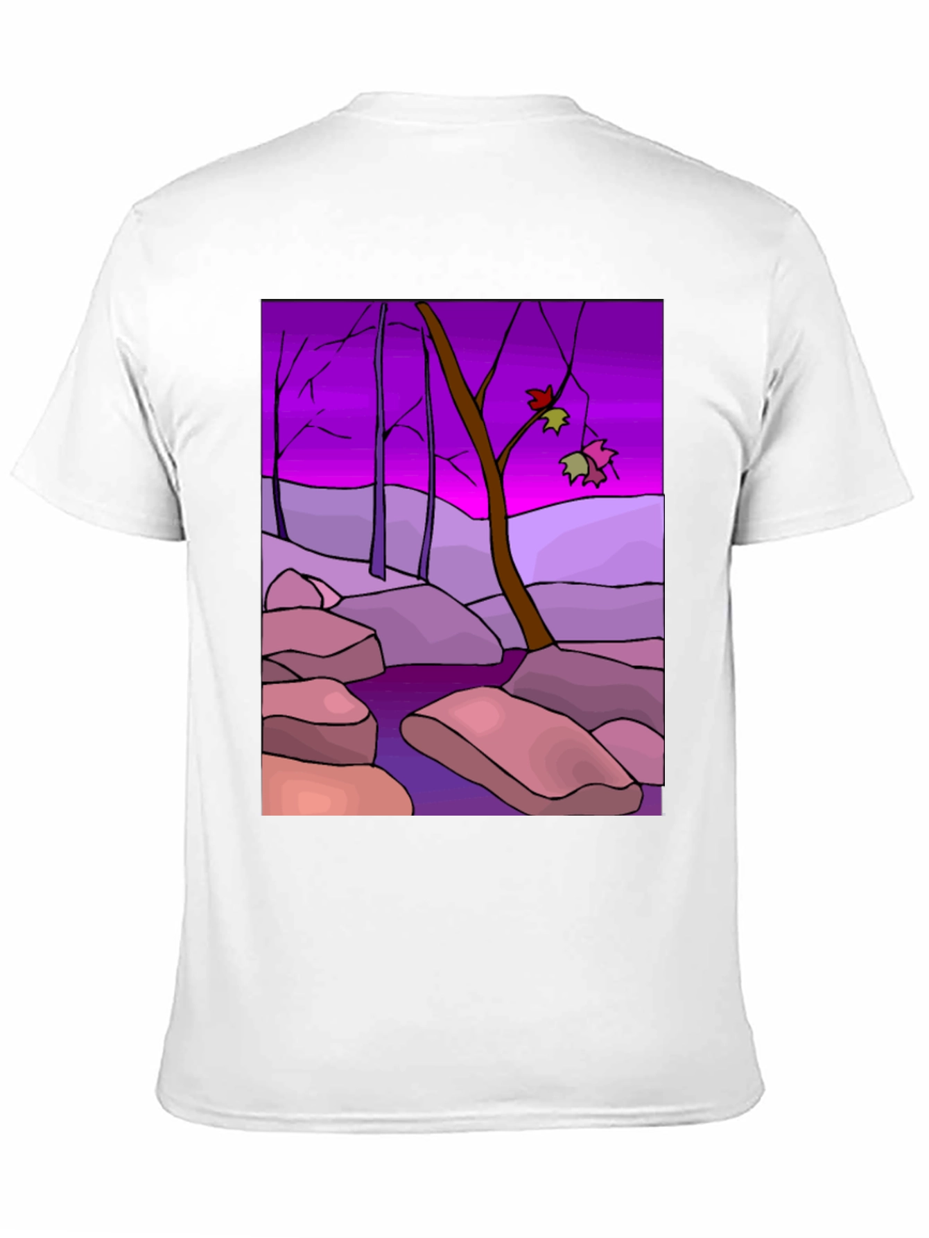 Artistic Landscape Print Black T-Shirt