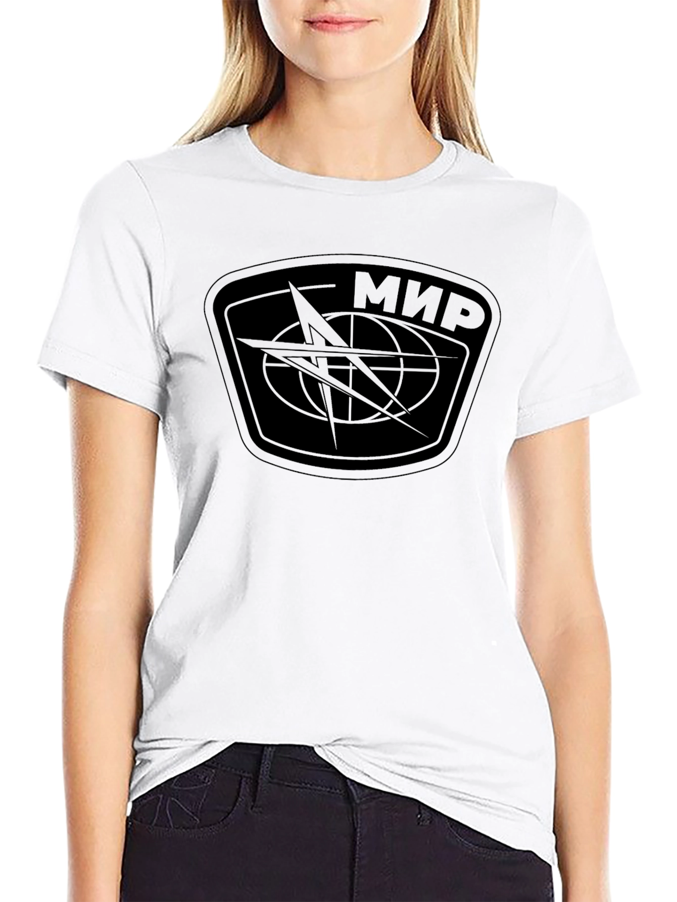 Mir Space Station Design T-Shirt - Black