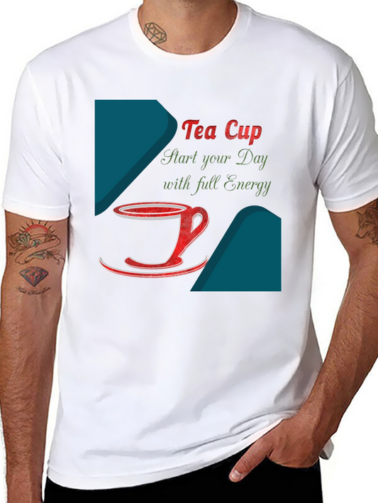 Tea Cup Design T-Shirt - Start Your Day With Energy!