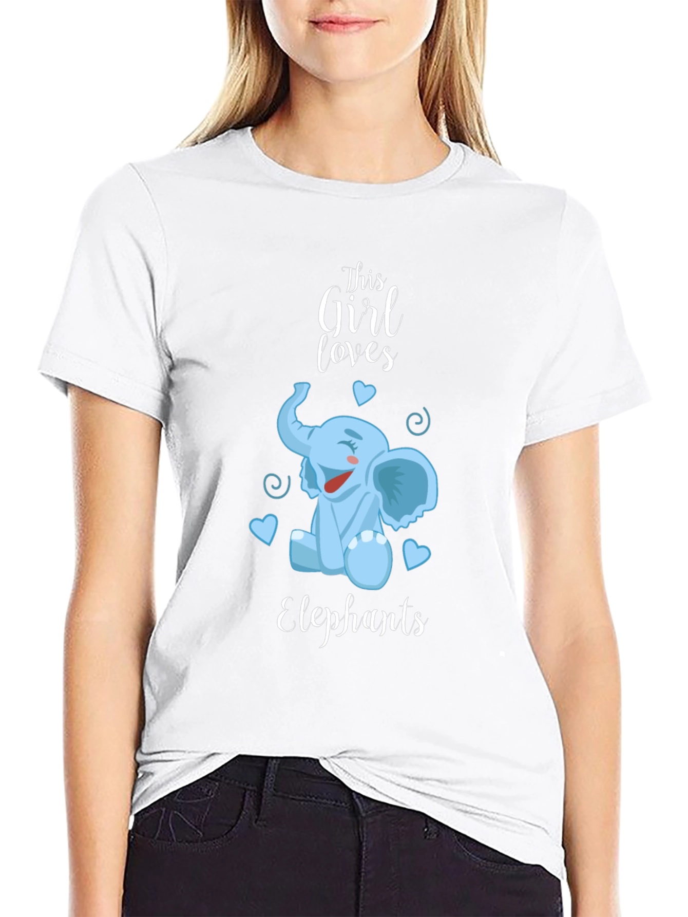 Girls Elephant Lover Tee - Cute Cartoon Design
