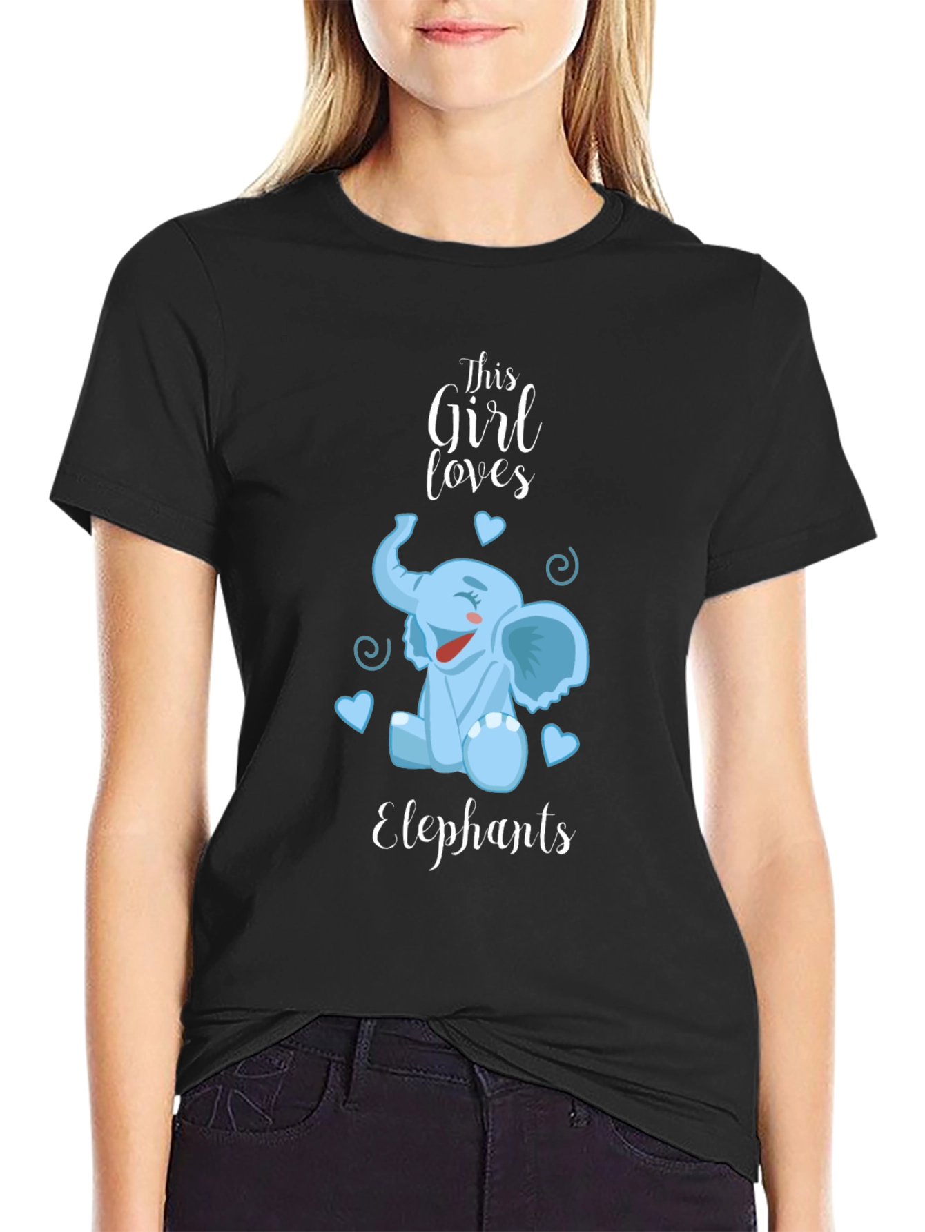 Girls Elephant Lover Tee - Cute Cartoon Design