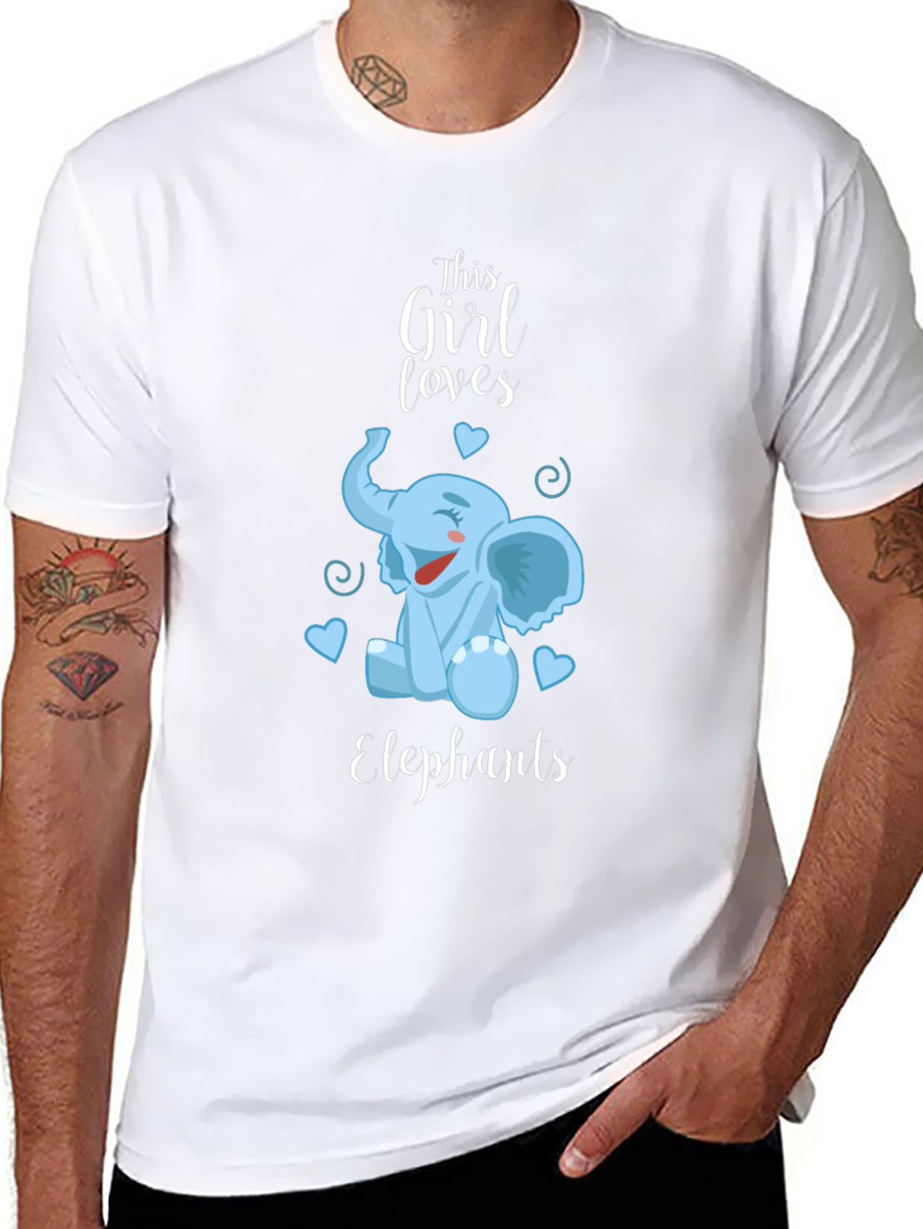 Girls Elephant Lover Tee - Cute Cartoon Design
