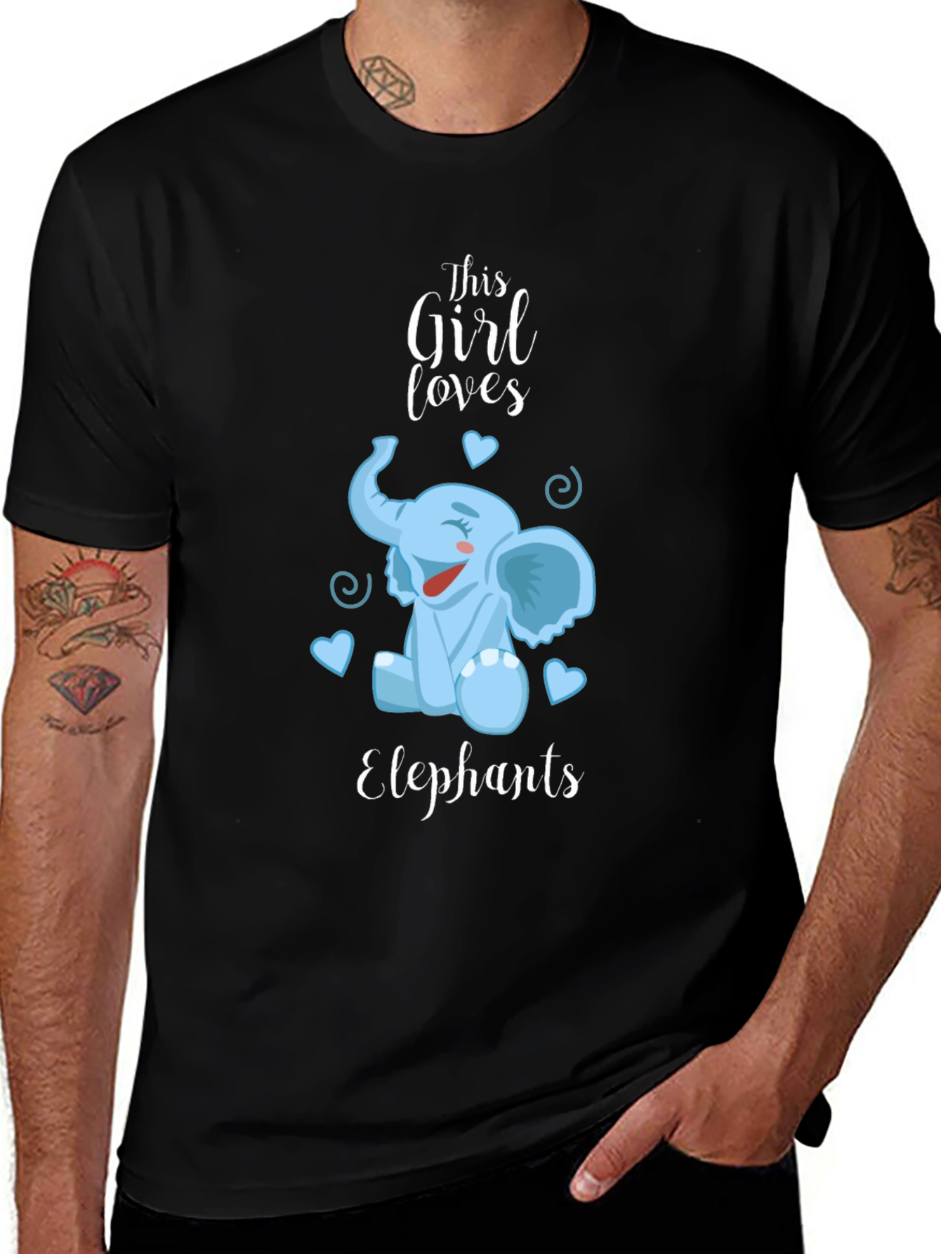 Girls Elephant Lover Tee - Cute Cartoon Design