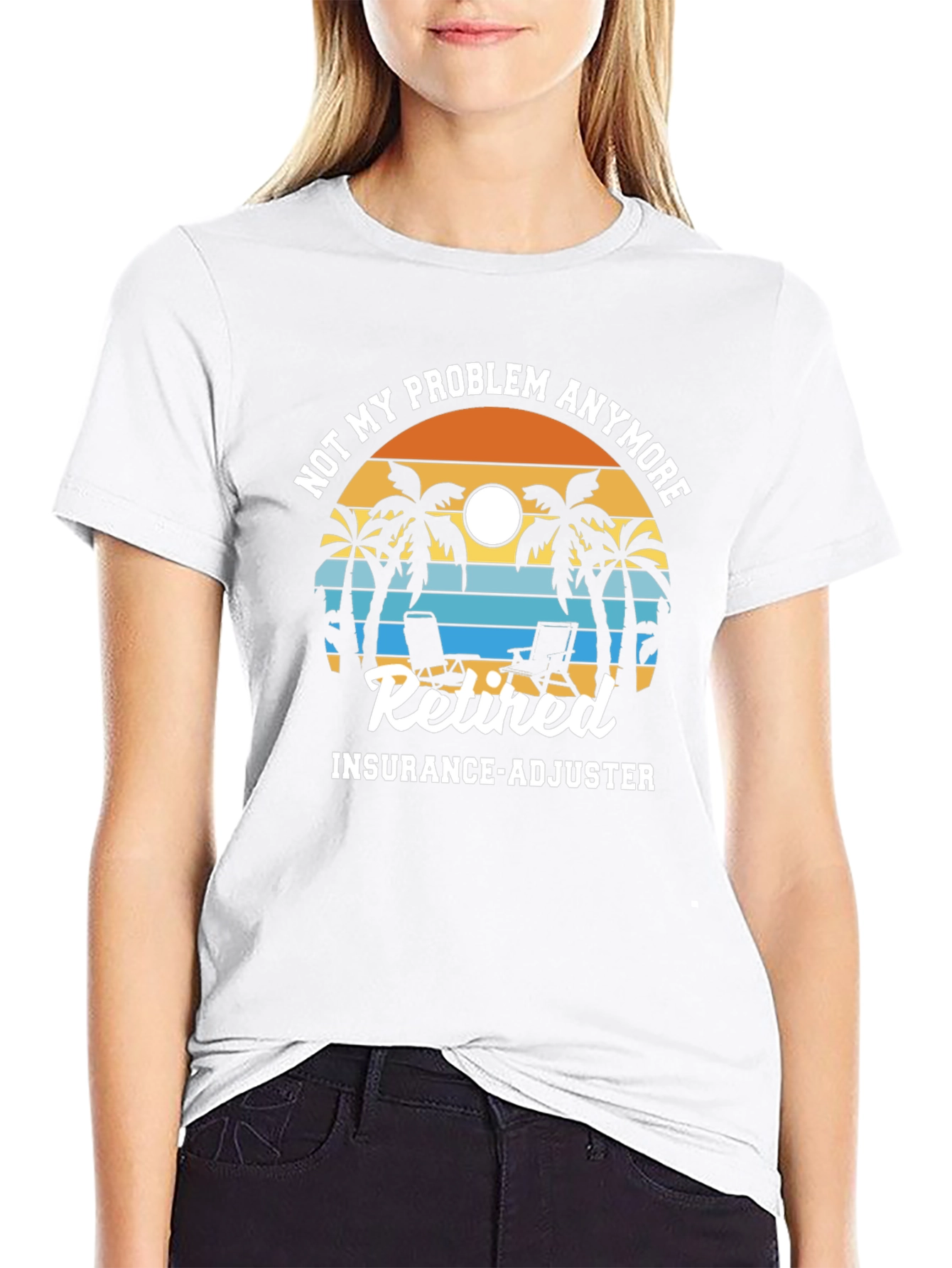 Retired Insurance Adjuster T-Shirt - Beach Scene
