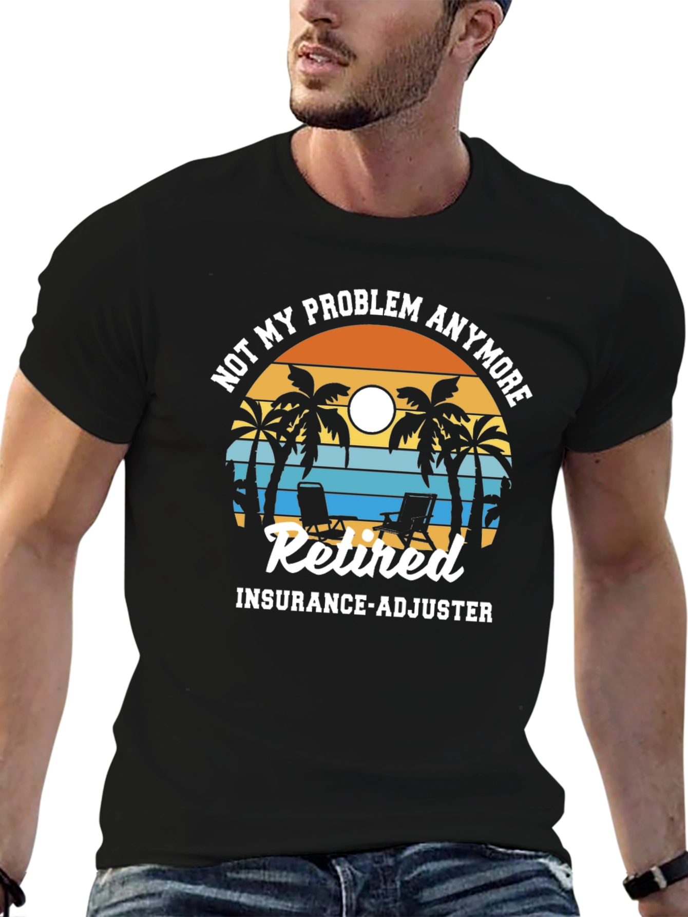 Retired Insurance Adjuster T-Shirt - Beach Scene