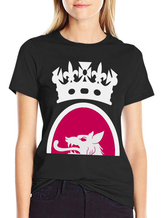 Black Tee with Crown and Wolf Design