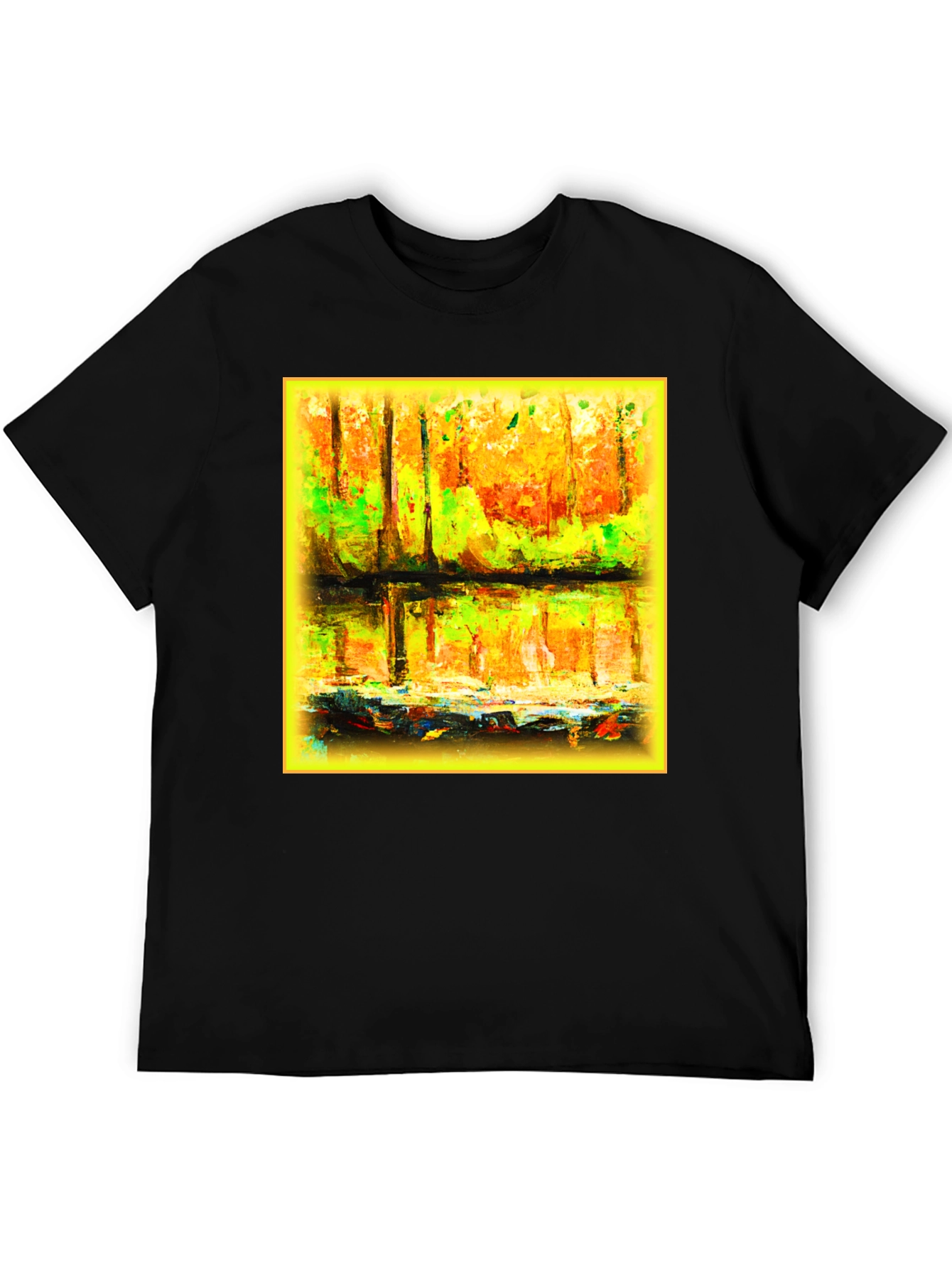 Abstract Forest Reflection Graphic Tee - Black