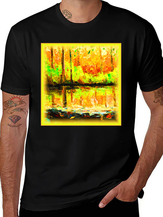 Abstract Forest Reflection Graphic Tee - Black