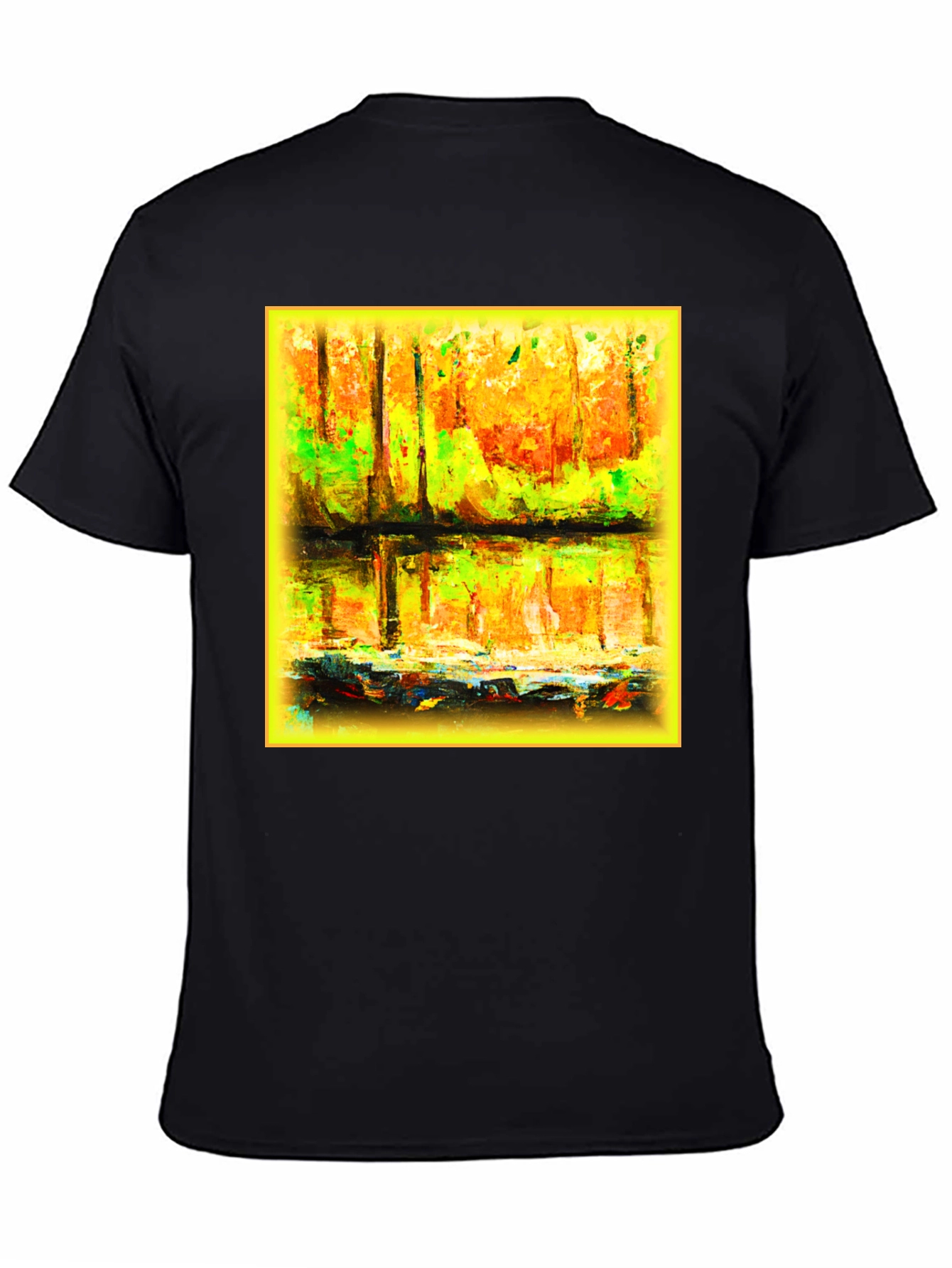 Abstract Forest Reflection Graphic Tee - Black