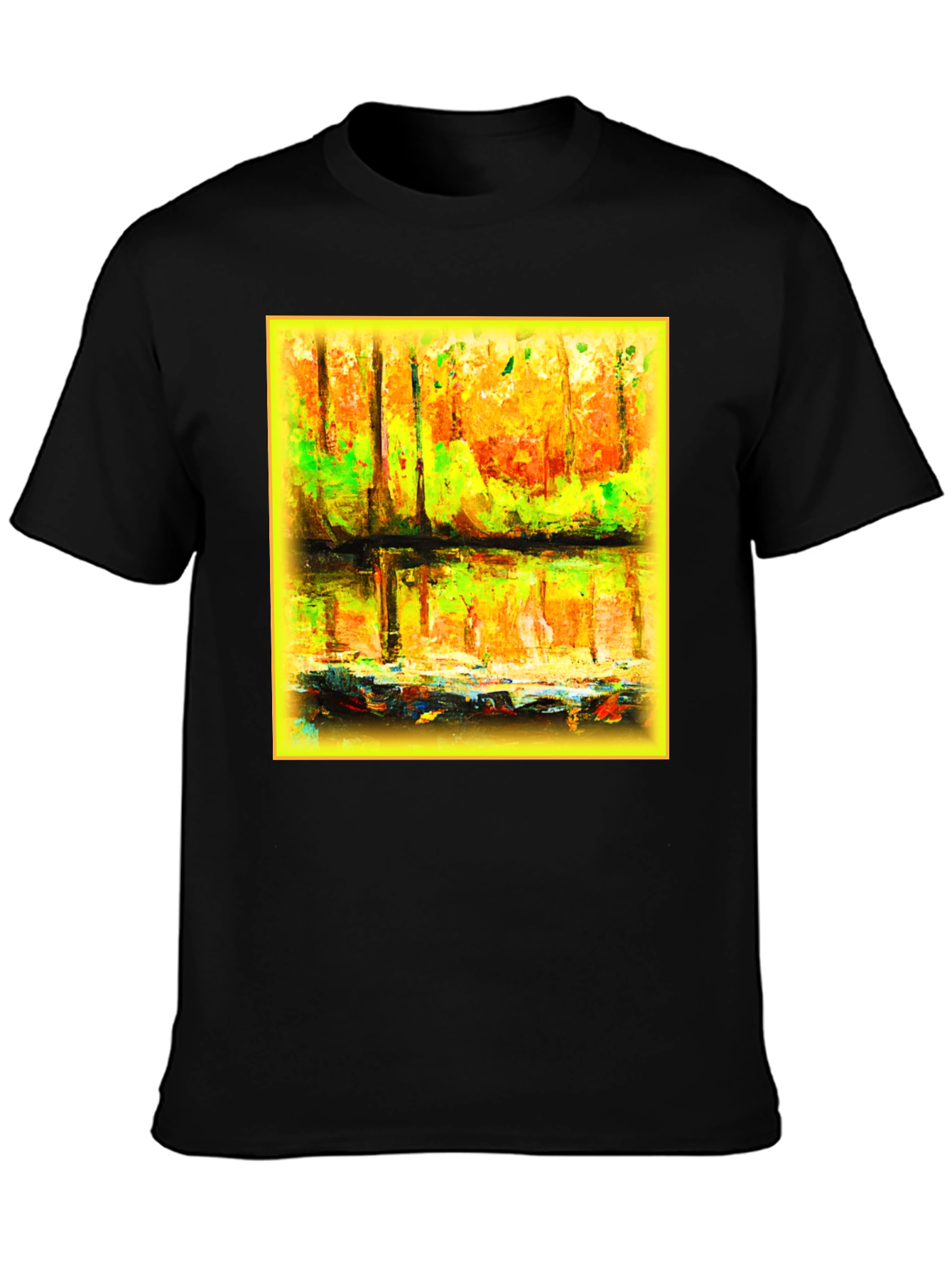 Abstract Forest Reflection Graphic Tee - Black