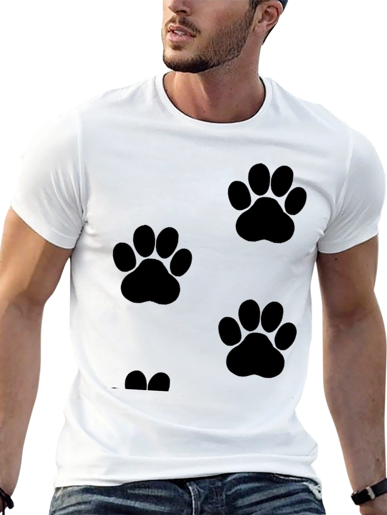 Mens Black Paw Print T-Shirt