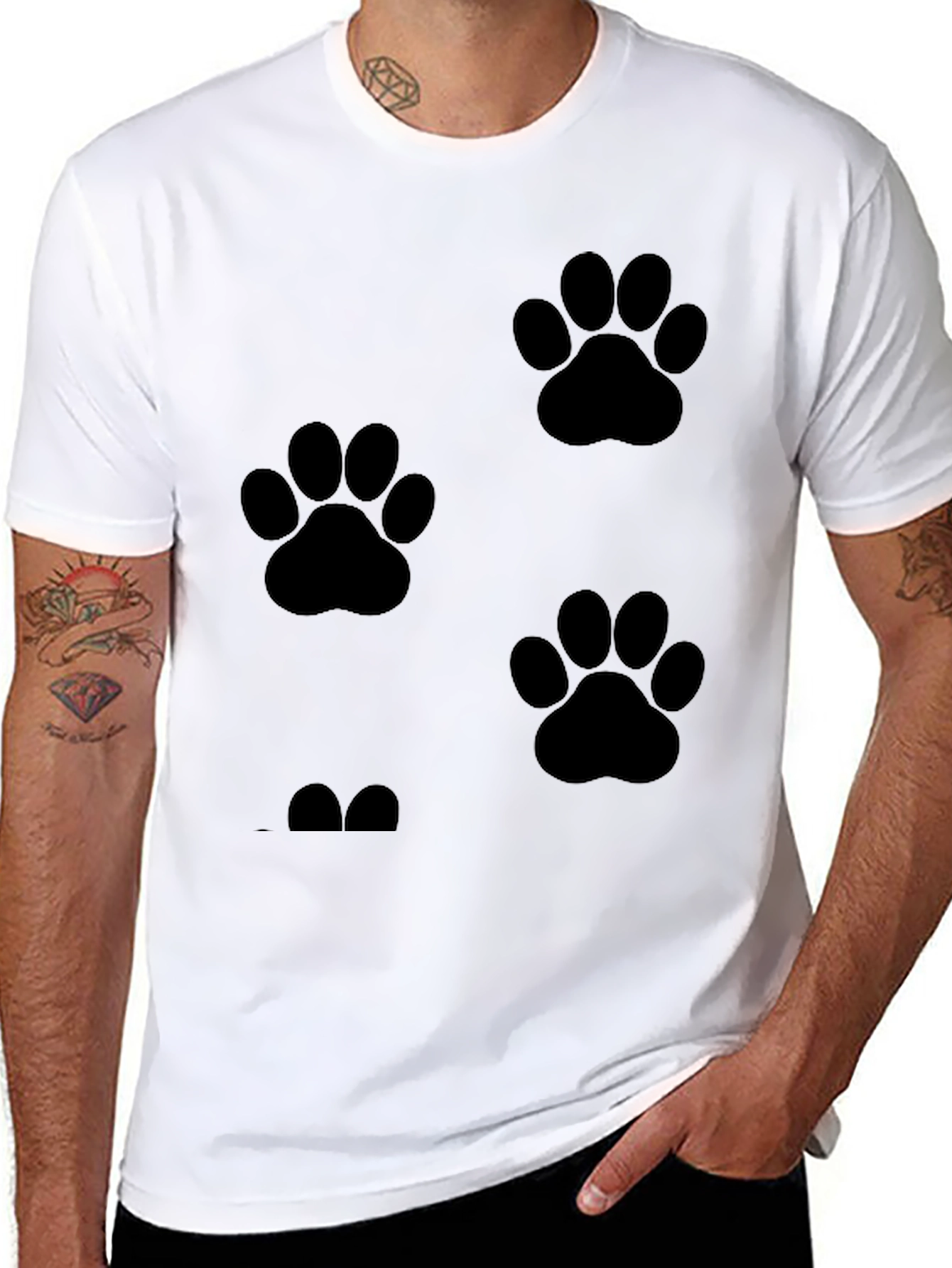 Mens Black Paw Print T-Shirt