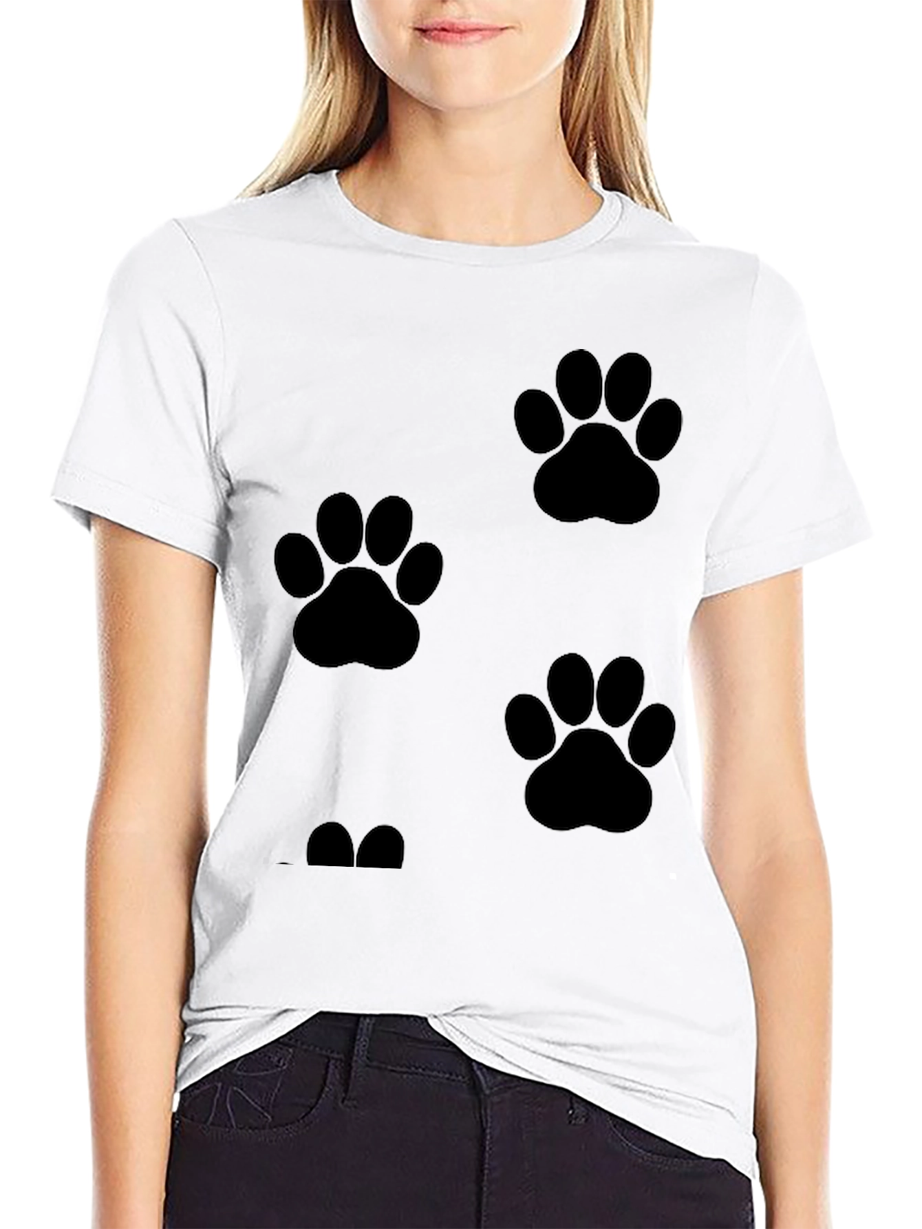 Mens Black Paw Print T-Shirt