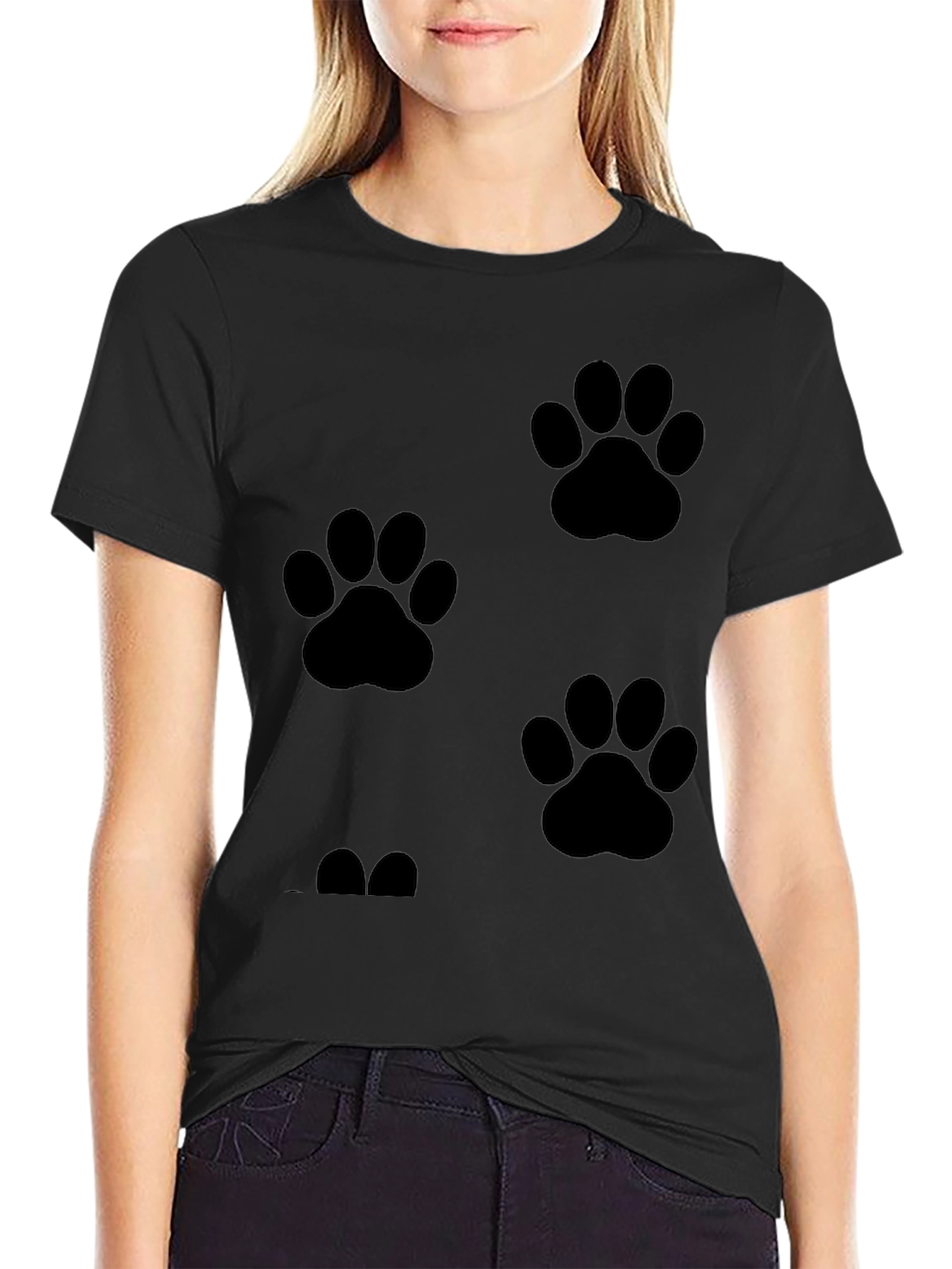 Mens Black Paw Print T-Shirt