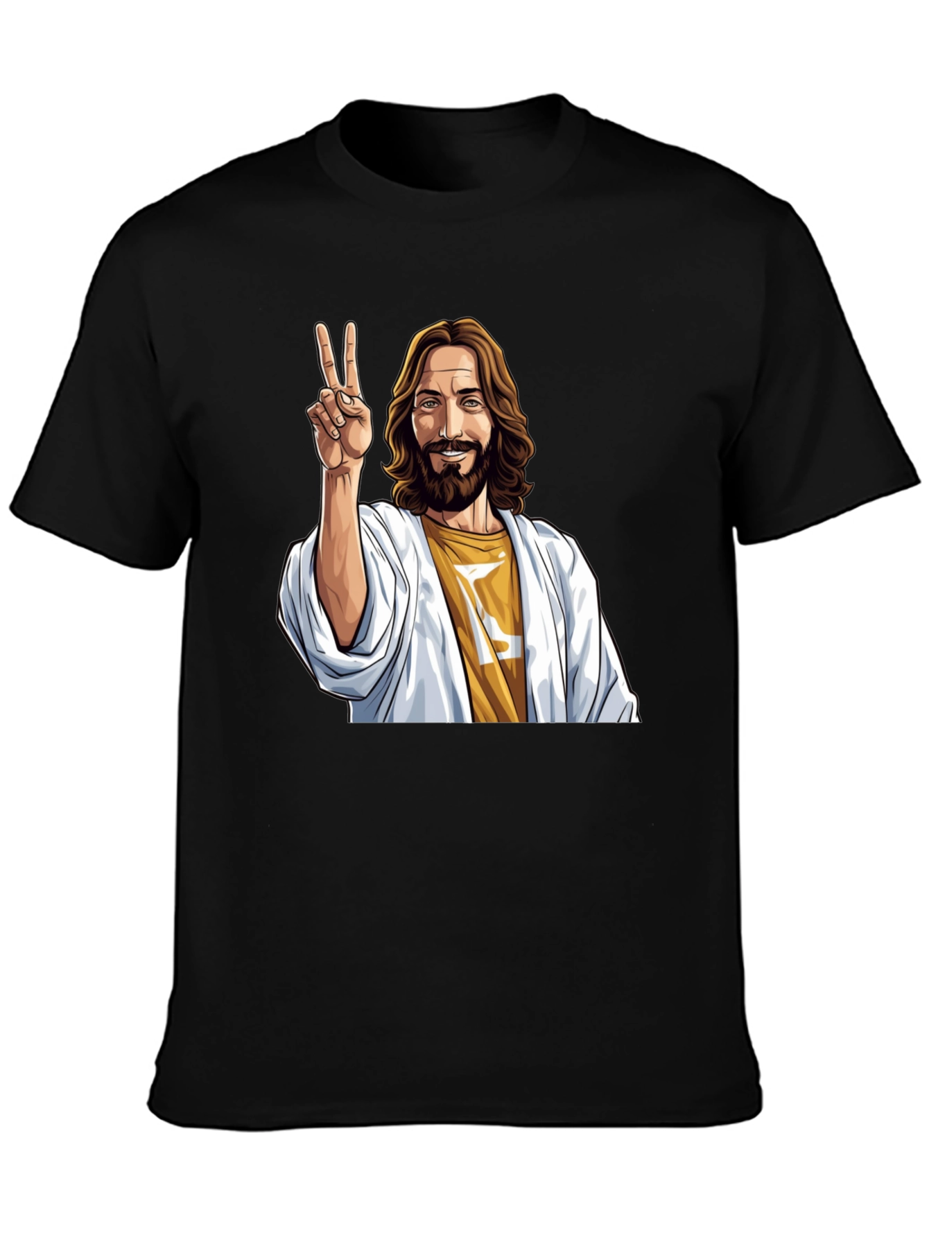 Peace Jesus Graphic Tee - Black Cotton Blend