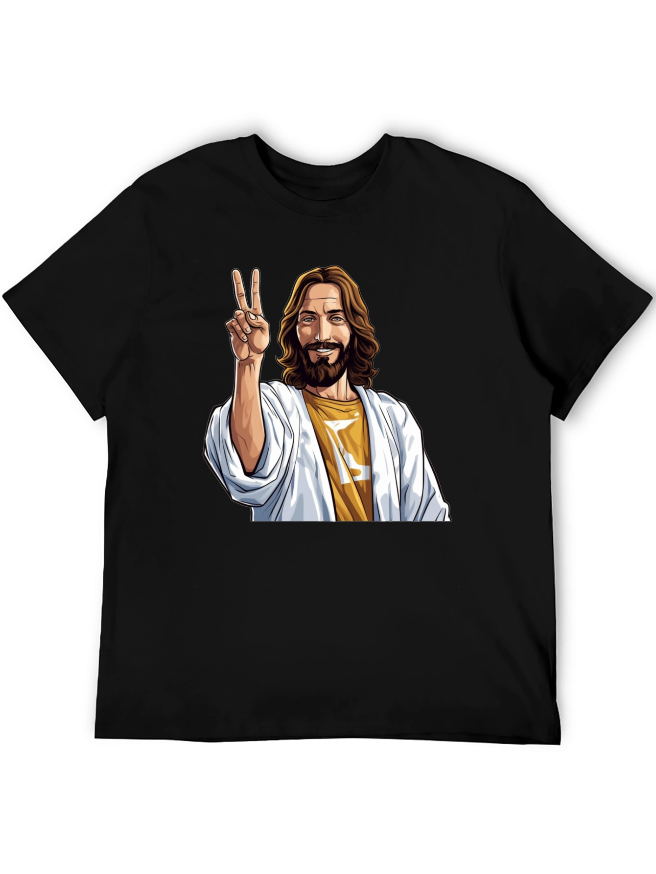 Peace Jesus Graphic Tee - Black Cotton Blend