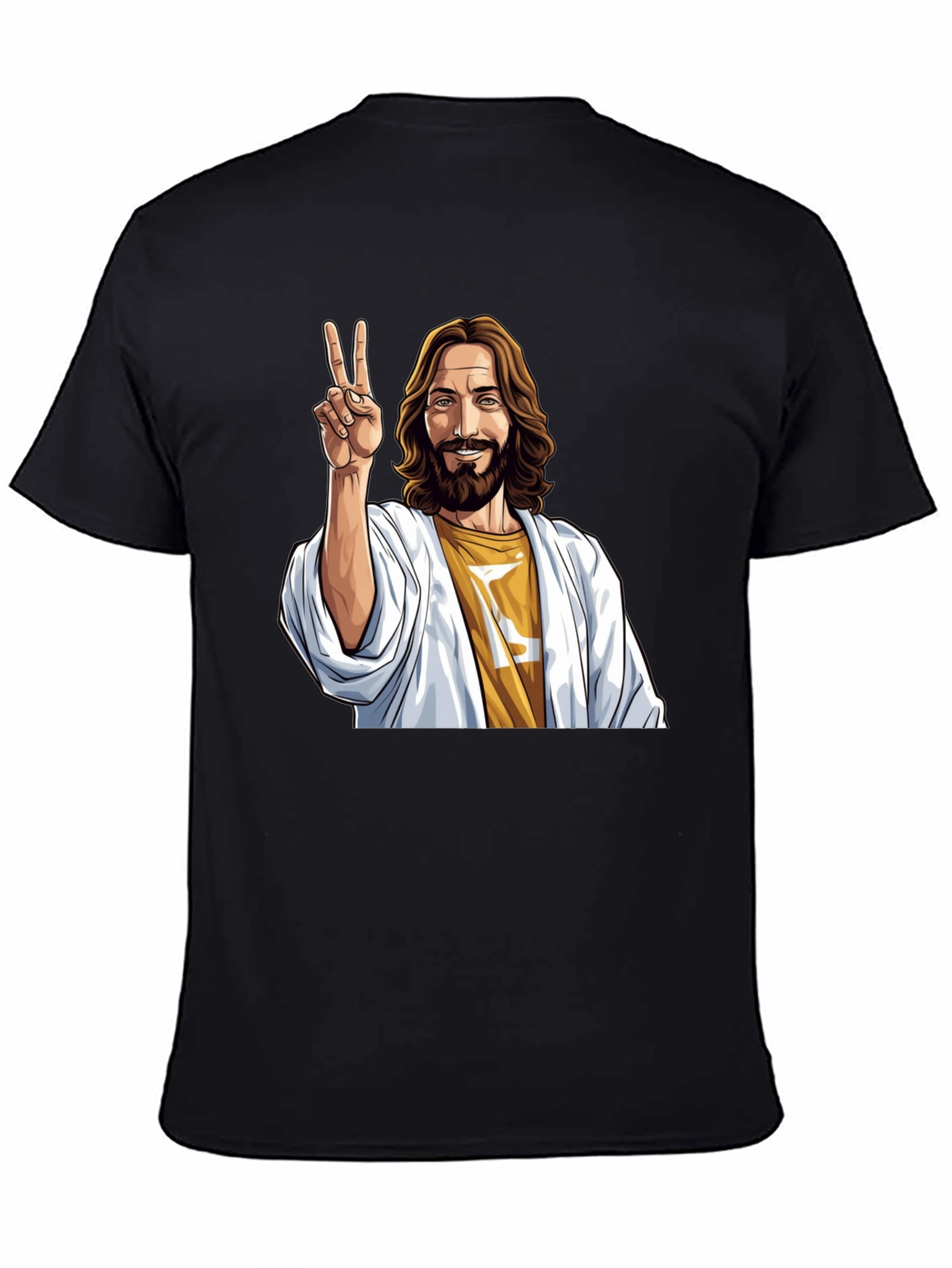 Peace Jesus Graphic Tee - Black Cotton Blend