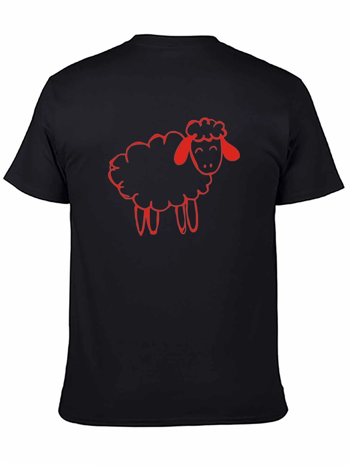 Black T-Shirt with Red Sheep Graphic