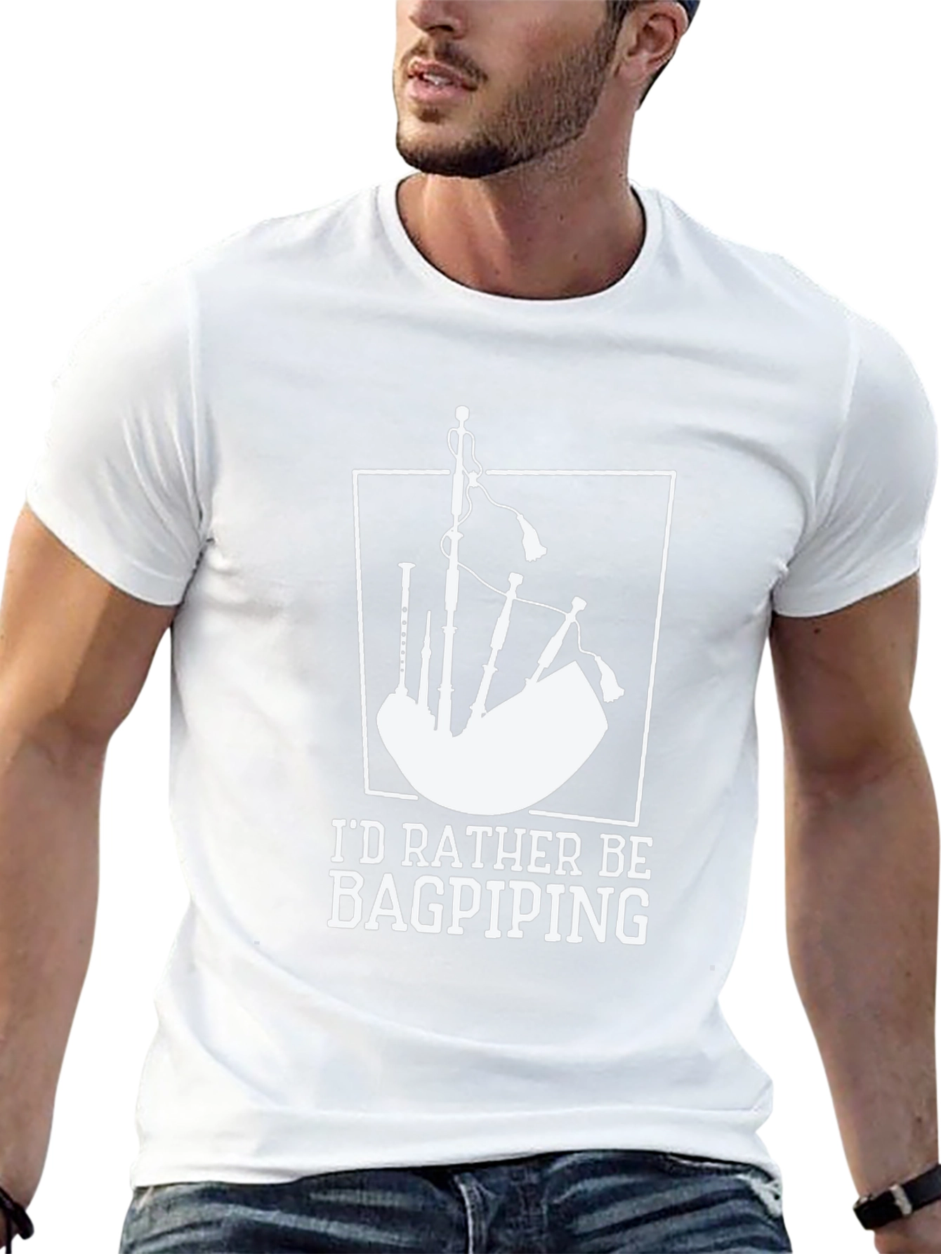 Bagpiping Graphic Tee - Black Cotton T-Shirt