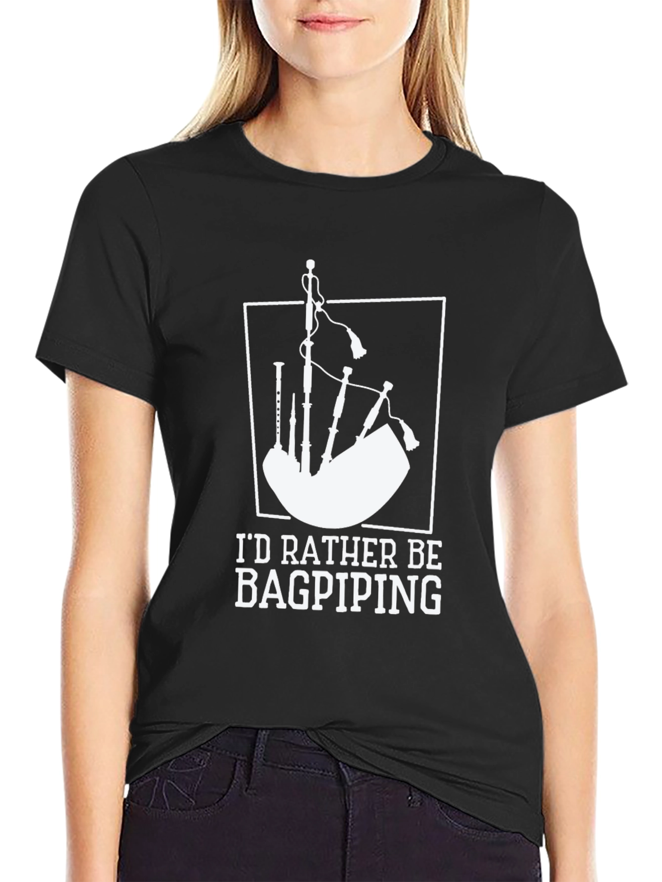 Bagpiping Graphic Tee - Black Cotton T-Shirt