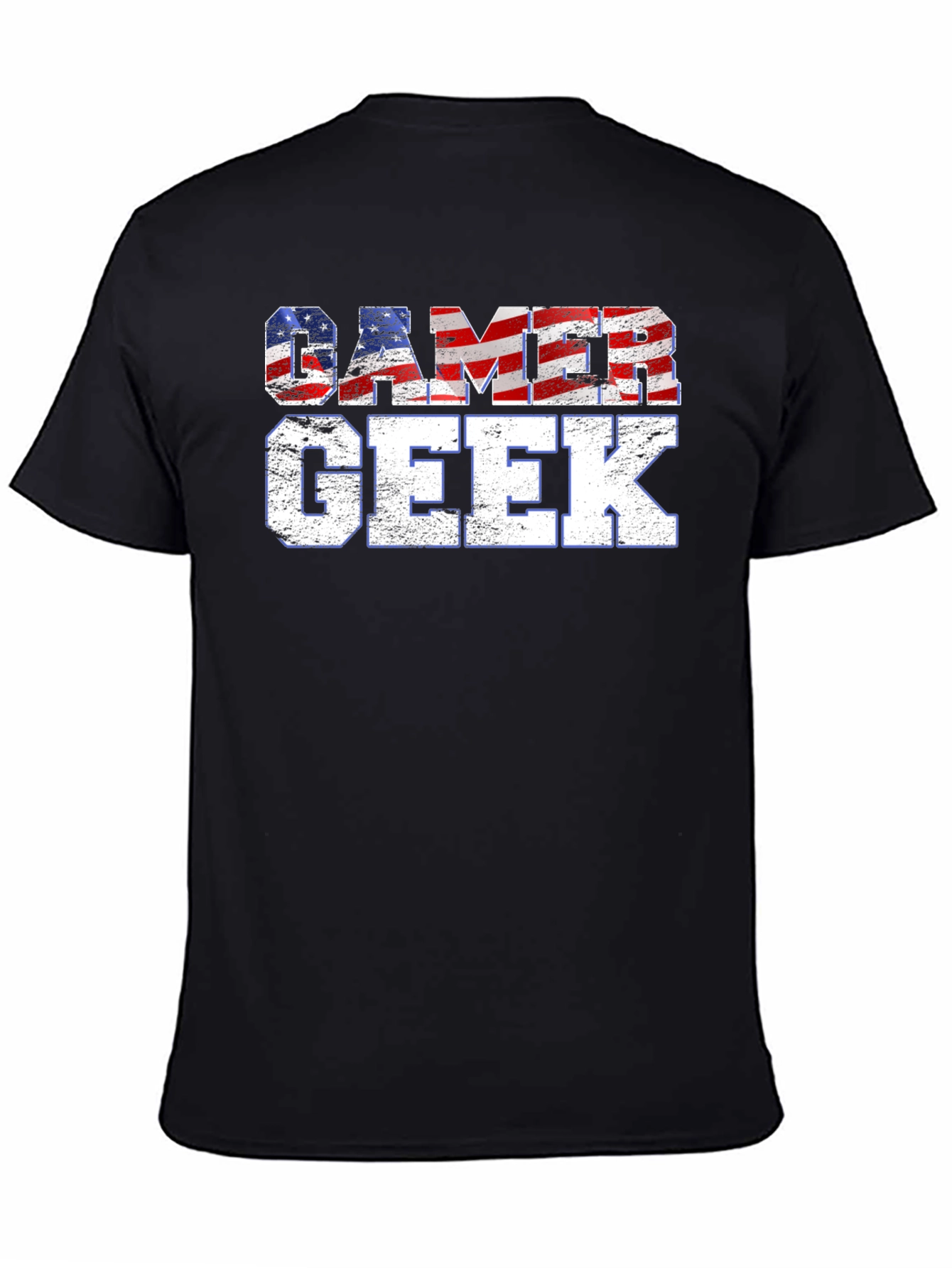 Gamer Geek USA Flag Graphic Black T-Shirt