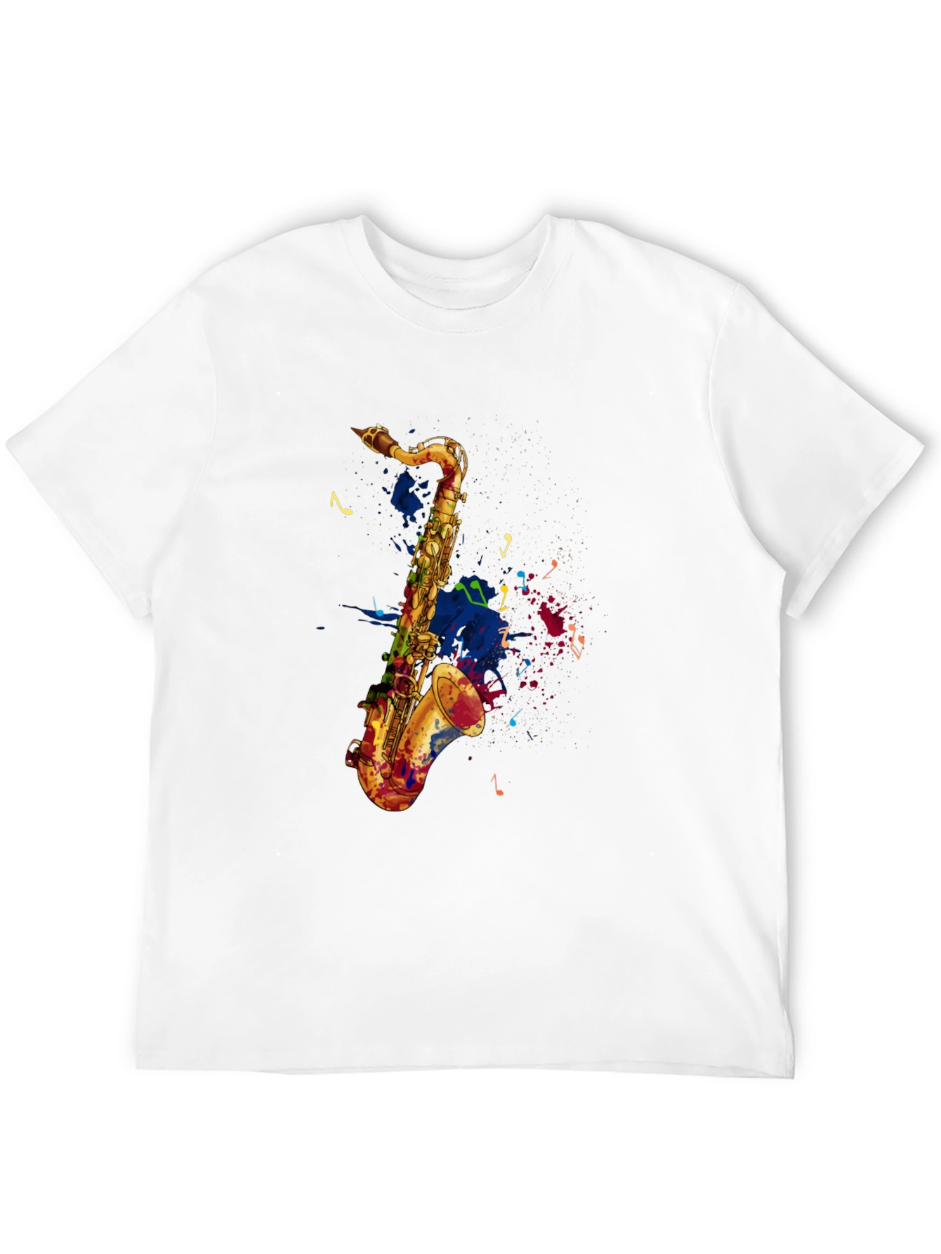 Saxophone Graphic Print Mens Black T-Shirt
