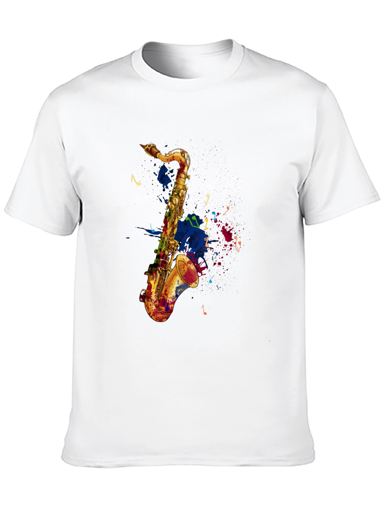 Saxophone Graphic Print Mens Black T-Shirt