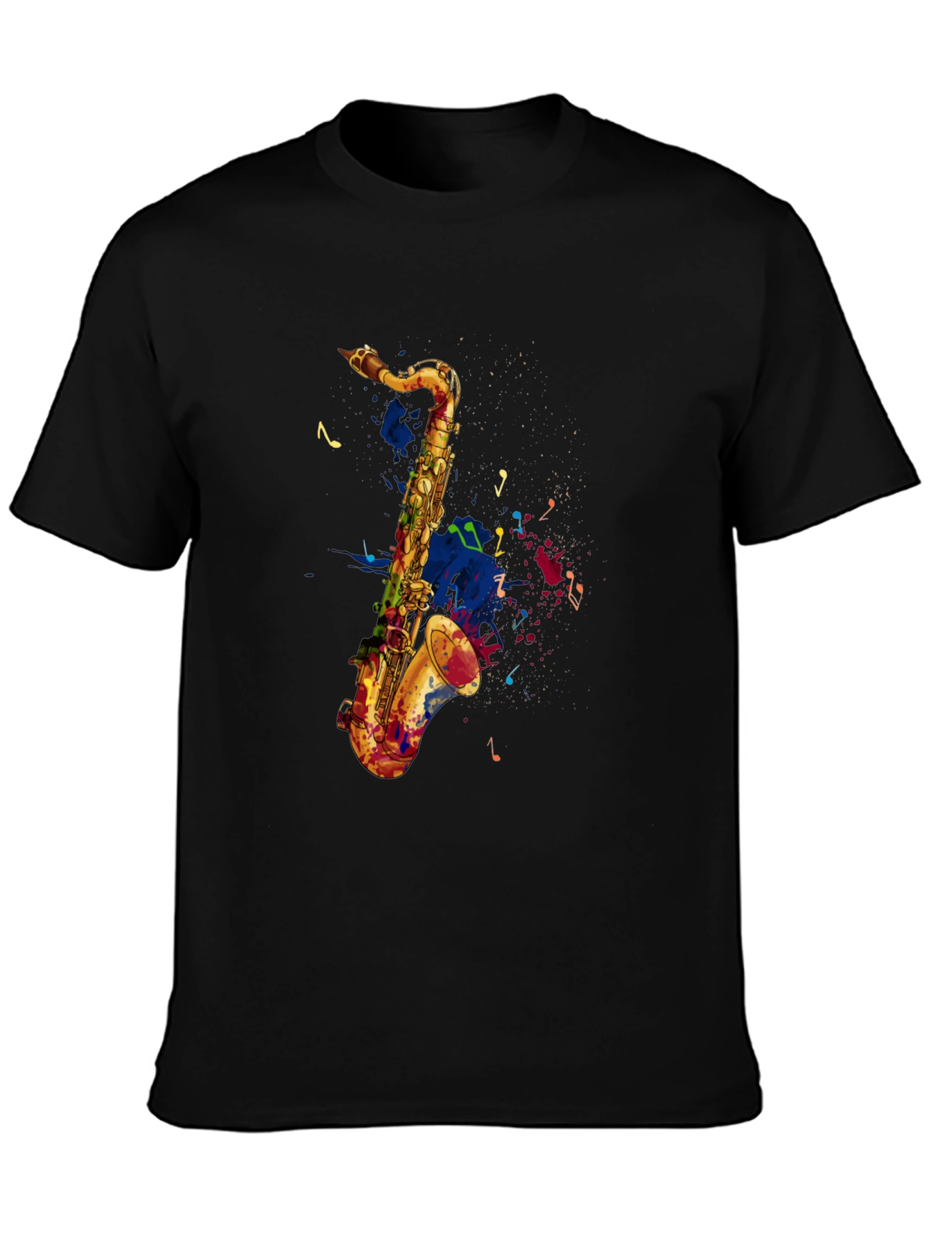 Saxophone Graphic Print Mens Black T-Shirt