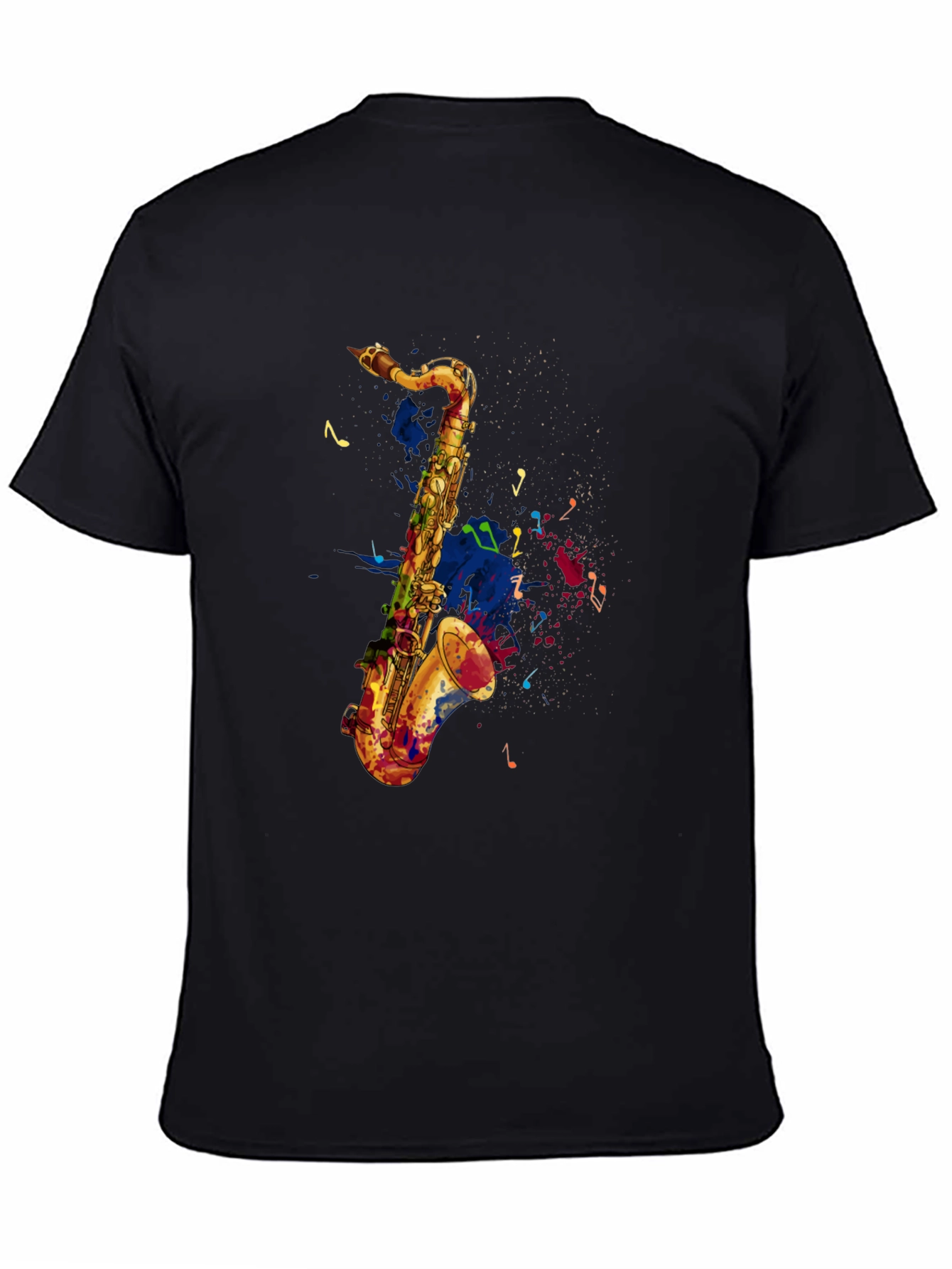 Saxophone Graphic Print Mens Black T-Shirt
