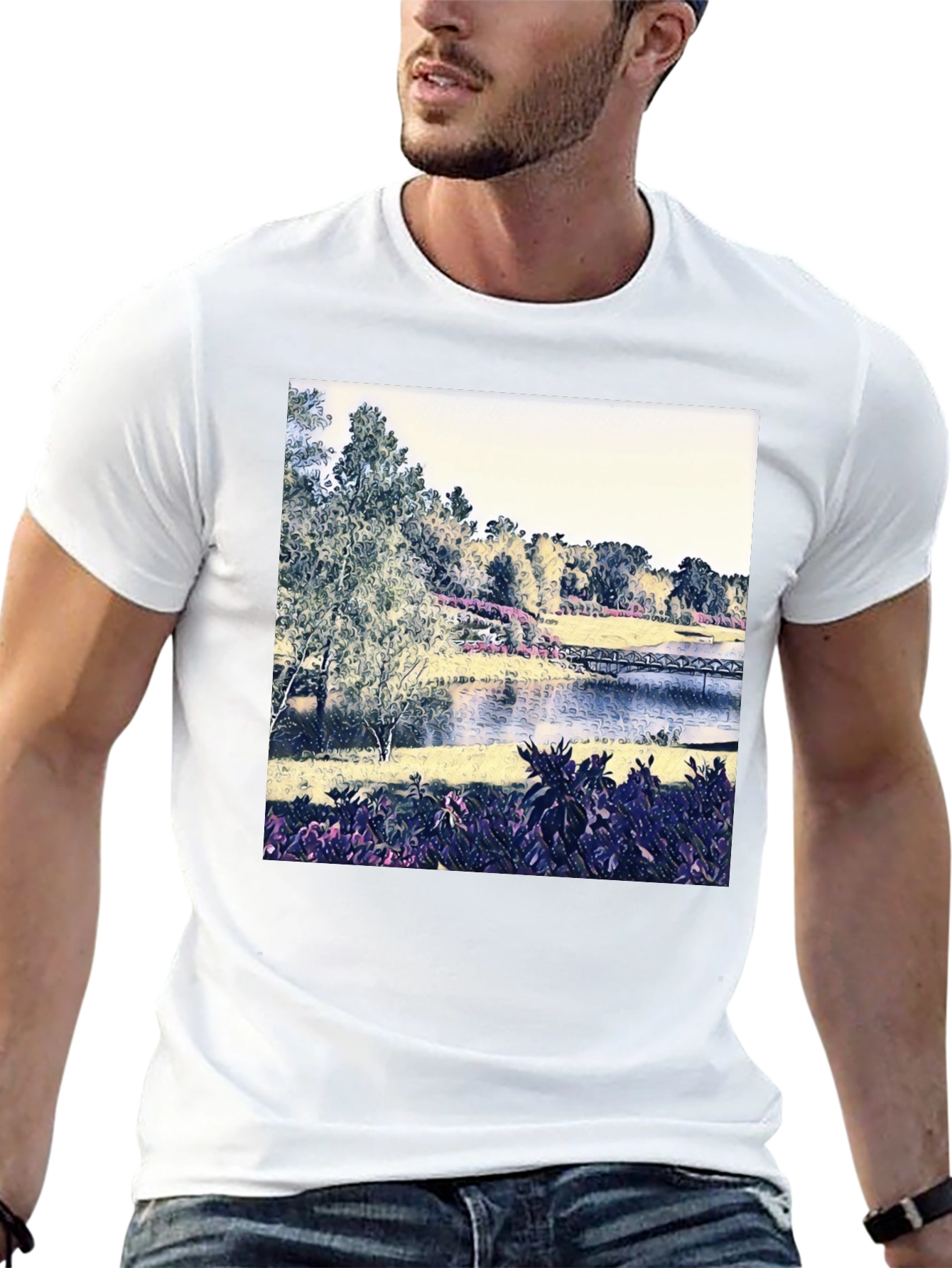 Scenic Lake View Graphic Tee - Nature Inspired Design