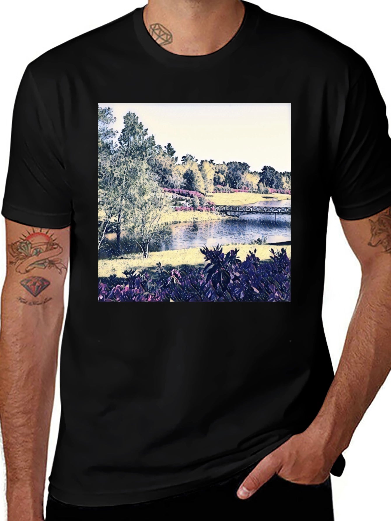 Scenic Lake View Graphic Tee - Nature Inspired Design