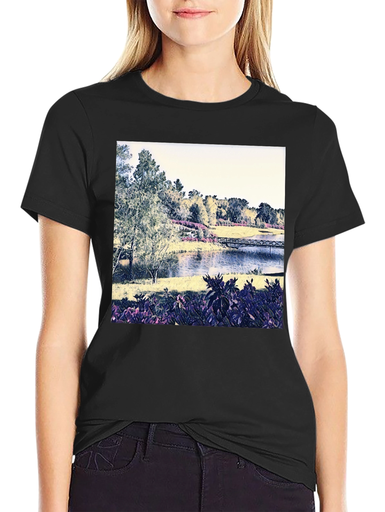 Scenic Lake View Graphic Tee - Nature Inspired Design