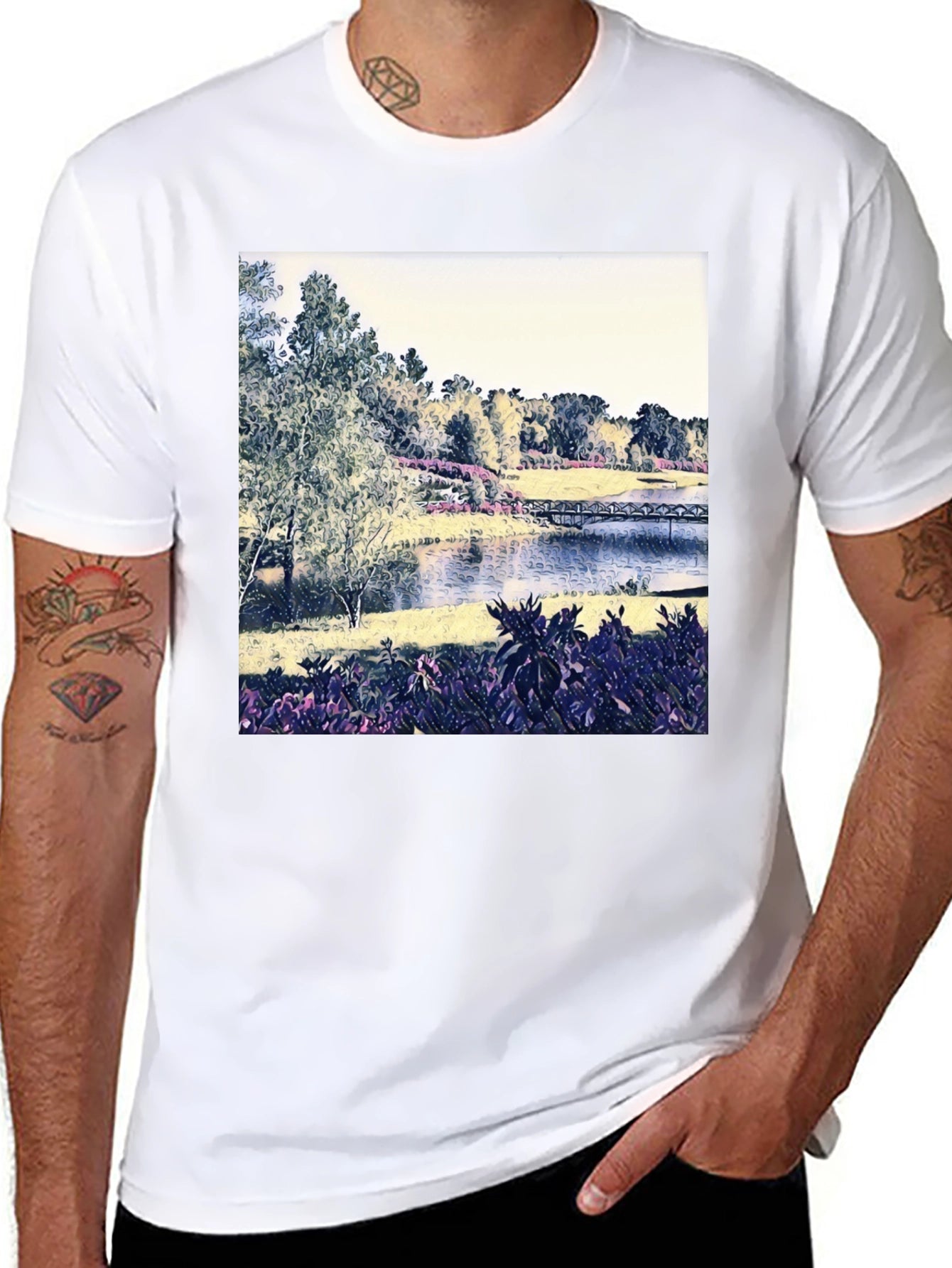 Scenic Lake View Graphic Tee - Nature Inspired Design