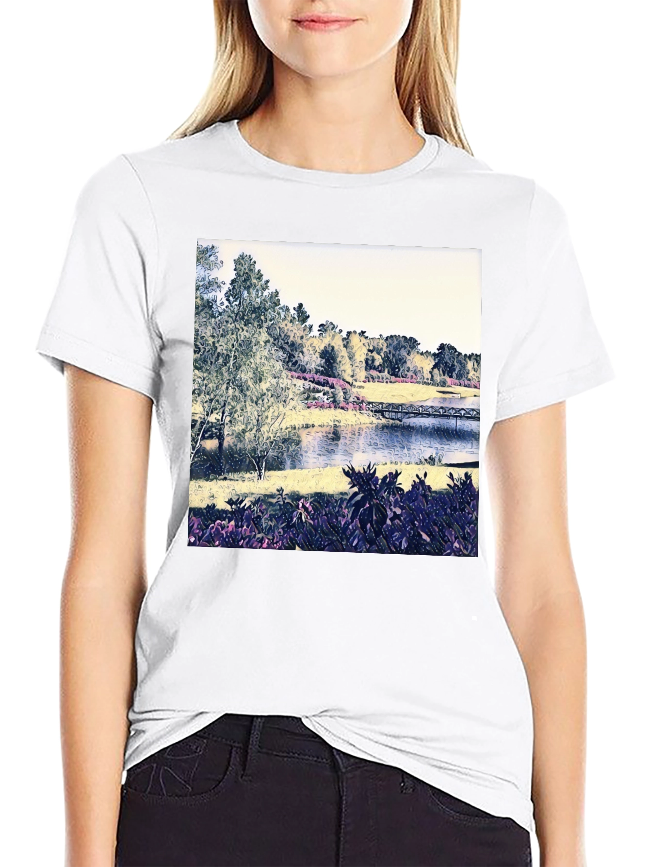 Scenic Lake View Graphic Tee - Nature Inspired Design